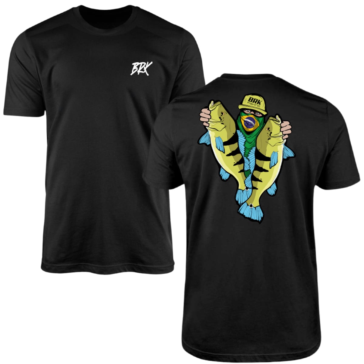 Camiseta de Pesca Brk Fishing Pescador de Tucunaré Azul com Algodão Premium