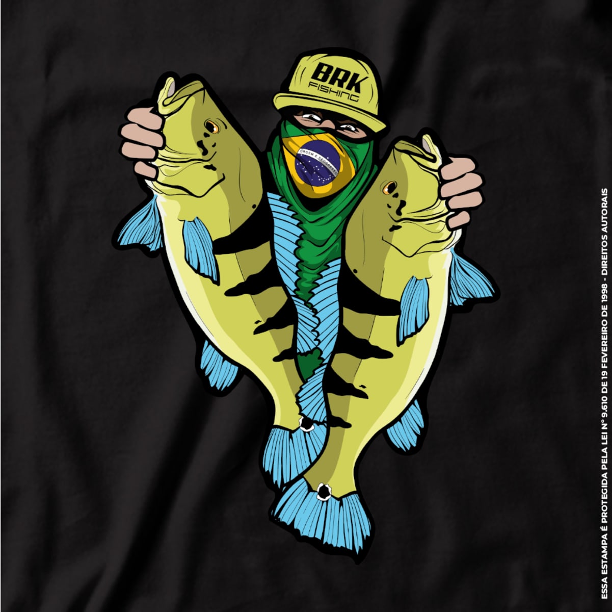 Camiseta de Pesca Brk Fishing Pescador de Tucunaré Azul com Algodão Premium