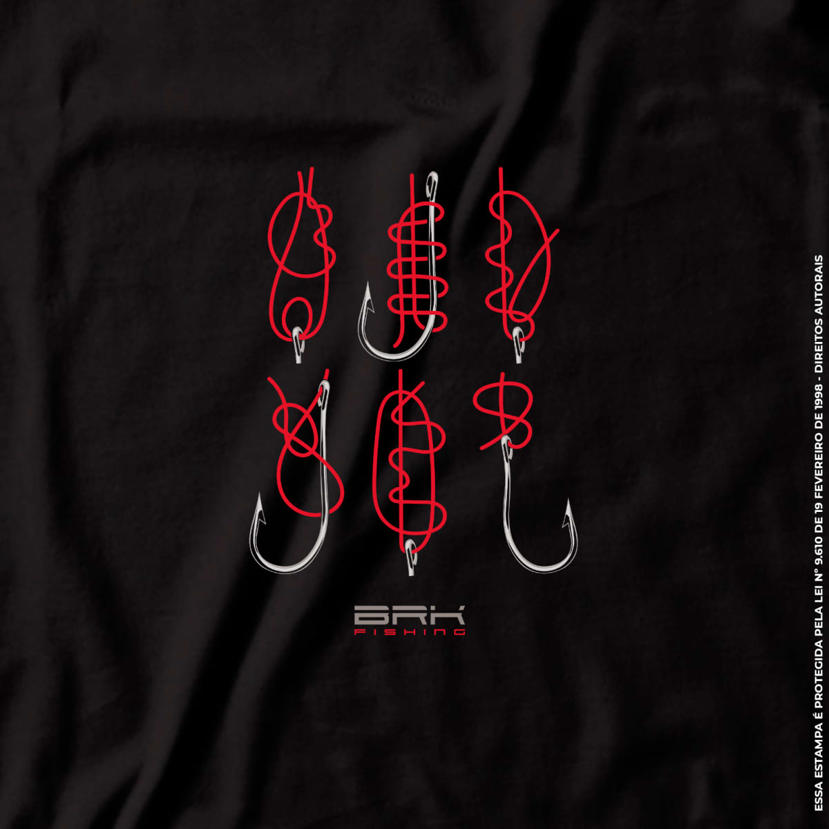 Camiseta de Pesca Brk Fishing Tipos de Nó Anzol com Algodão Premium