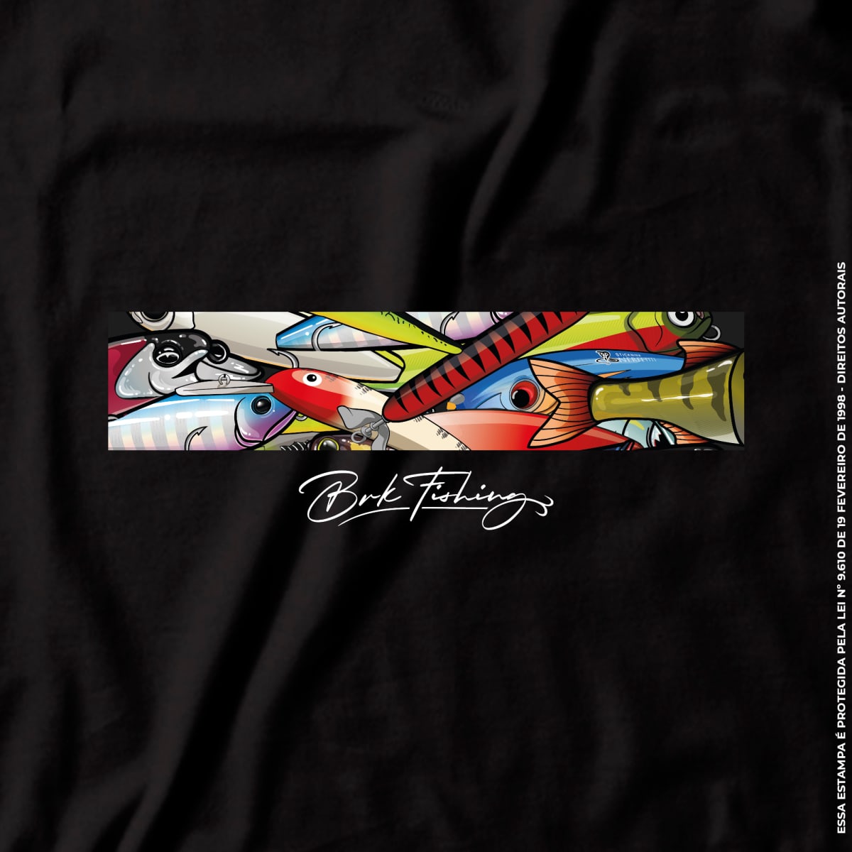 Camiseta de Pesca Brk Fishing Iscas Artificiais Vibrantes com Algodão Premium