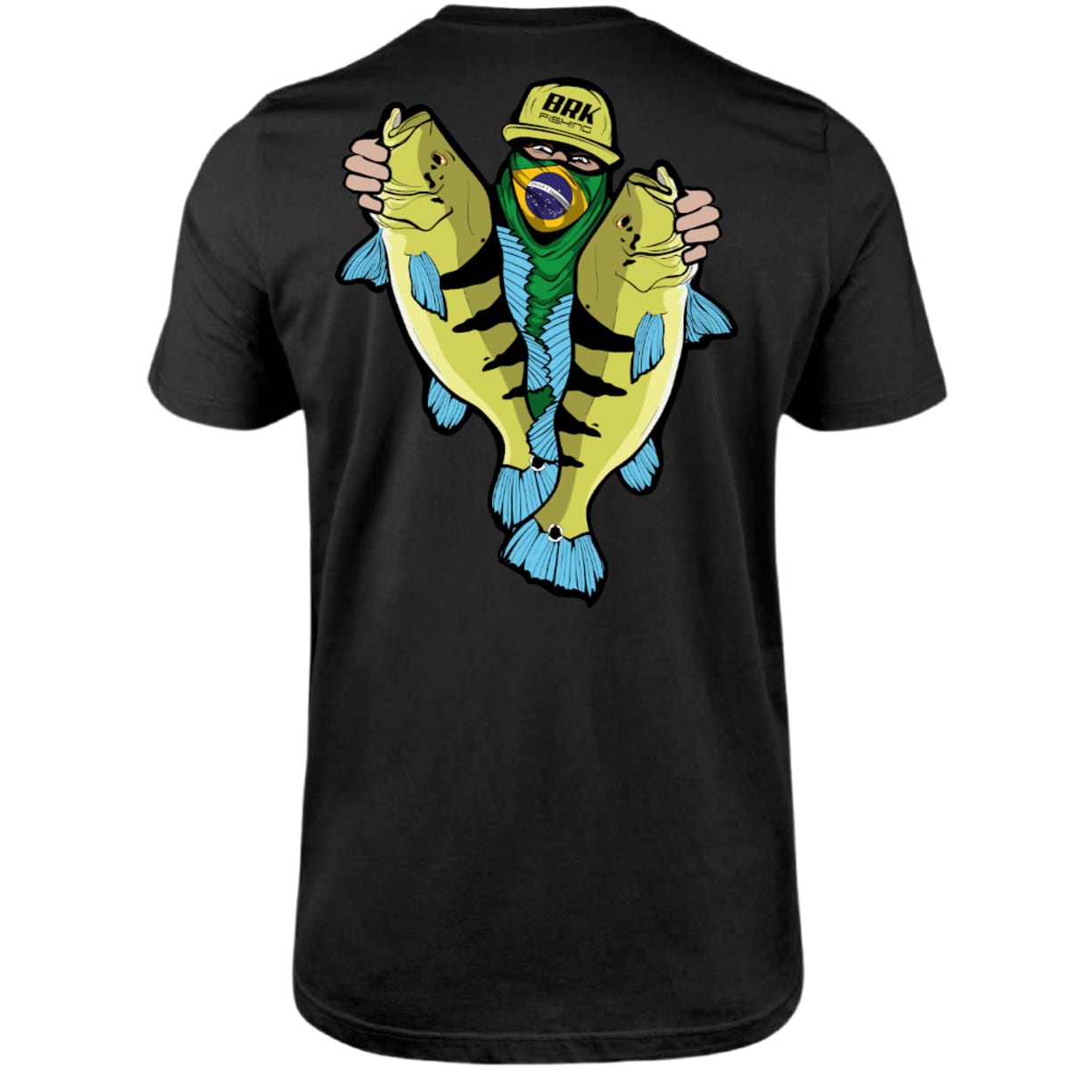 Camiseta de Pesca Brk Fishing Pescador de Tucunaré Azul com Algodão Premium