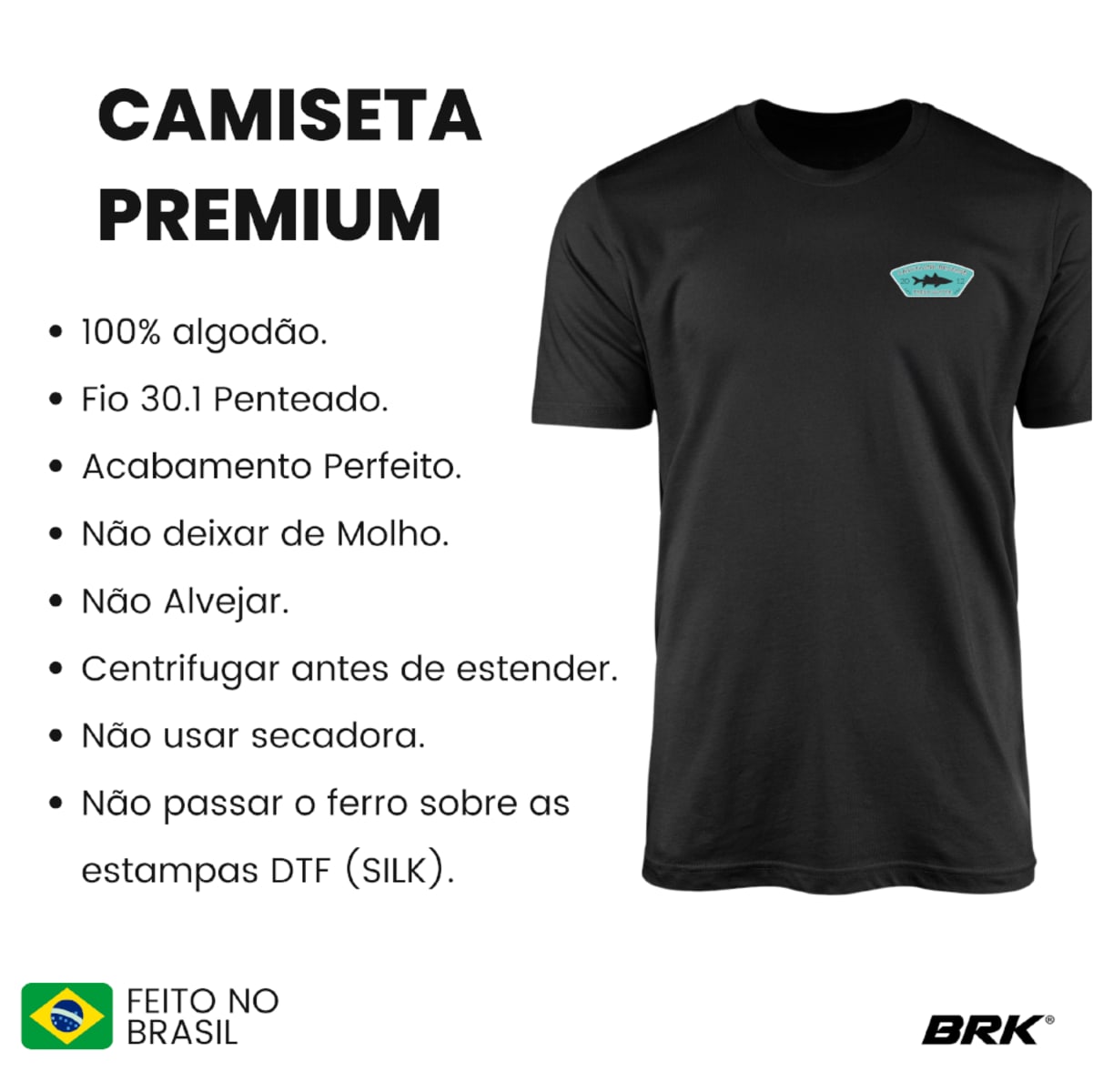 Camiseta de Pesca Brk Fishing Catch And Release Robalo com Algodão Premium