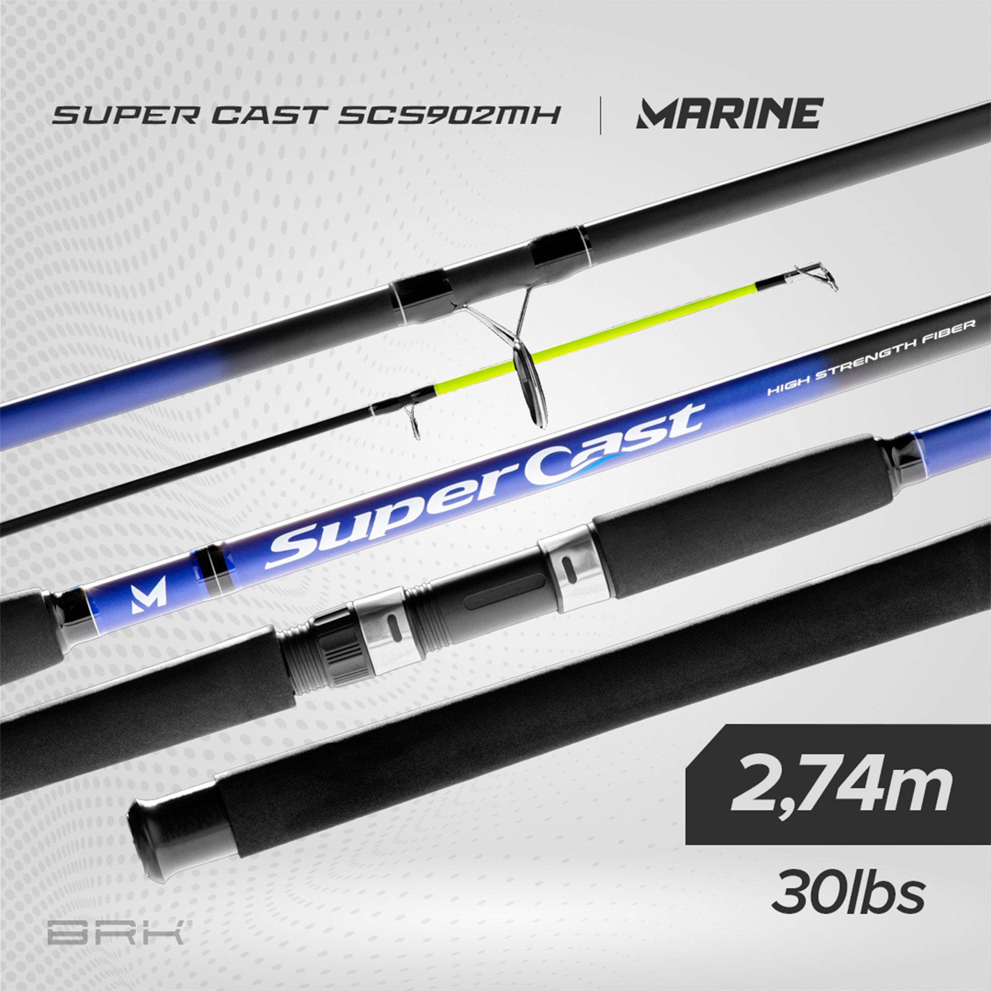 Vara de Pesca Marine Sports Super Cast SC-S902MH 30lbs 2,74m - Molinete (2 partes)