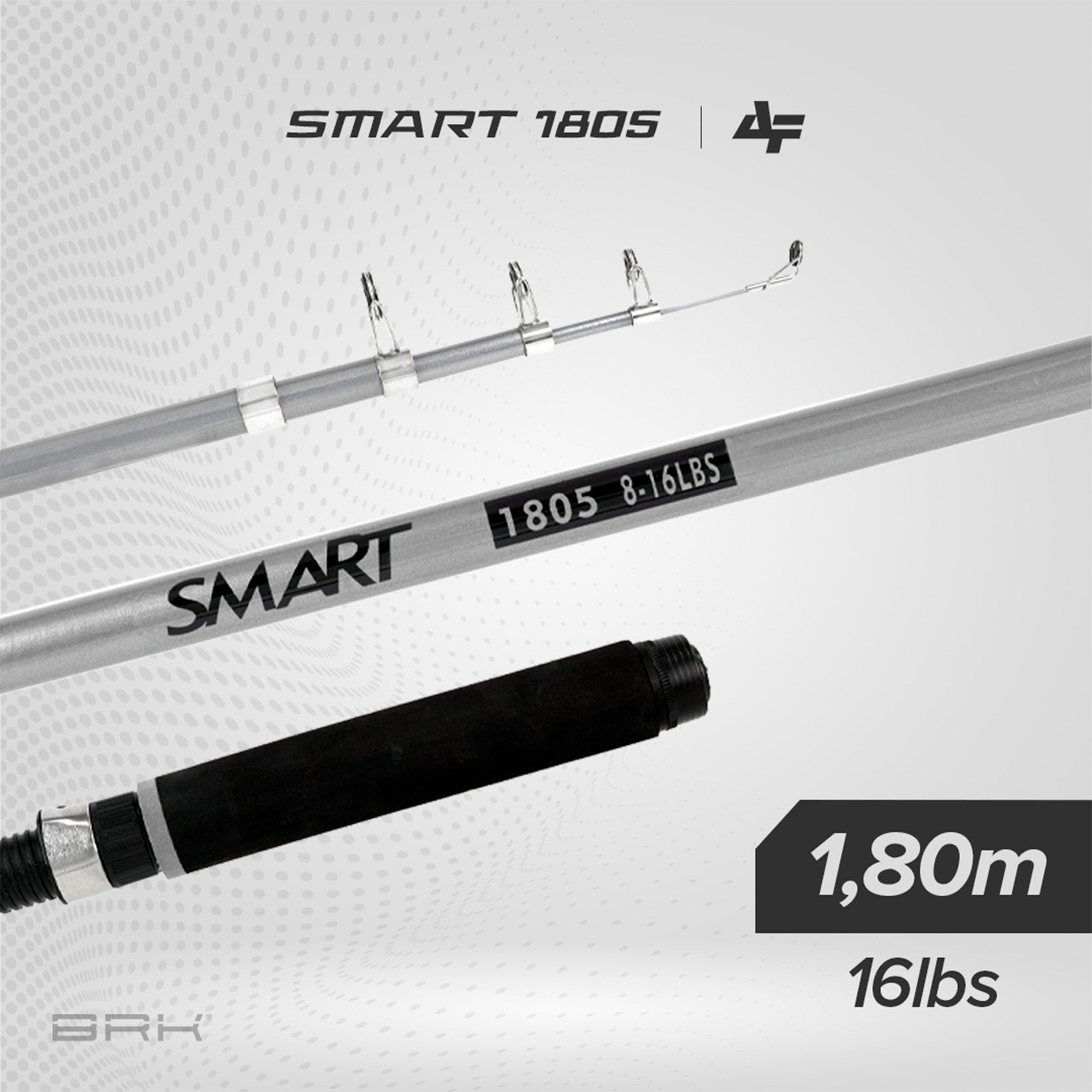 Vara de Pesca Albatroz Telescópica Smart 1805 16lbs 1,80m | Cinza - Molinete (5 partes)