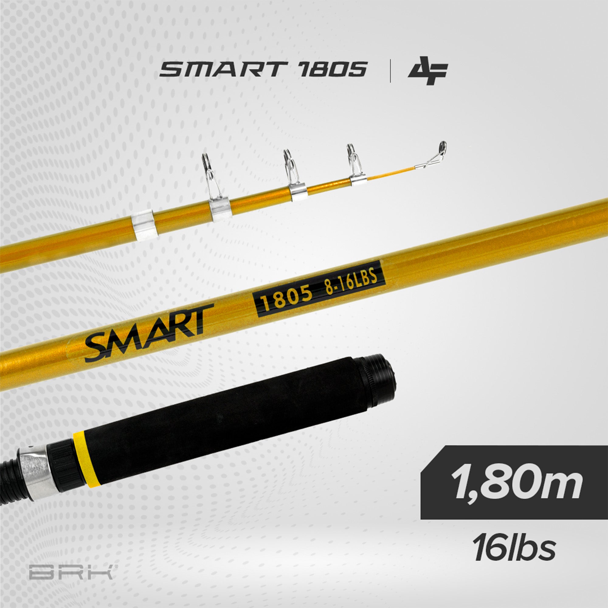 Vara de Pesca Albatroz Telescópica Smart 1805 16lbs 1,80m | Dourada - Molinete (5 partes)