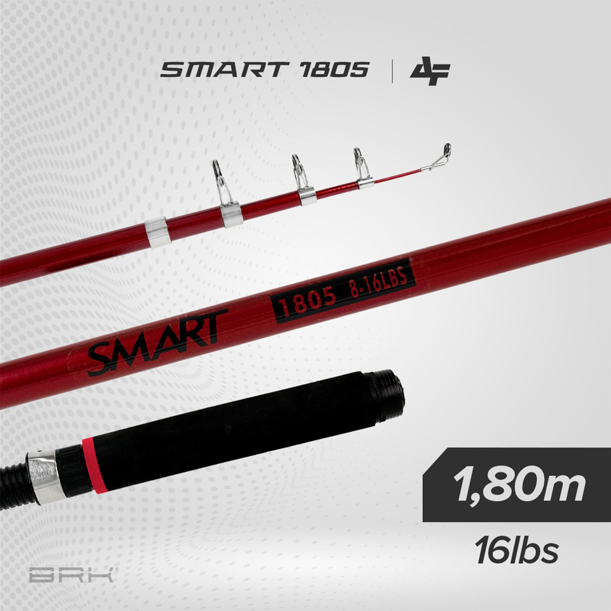 Vara de Pesca Albatroz Telescópica Smart 1805 16lbs 1,80m | Vermelha - Molinete (5 partes)