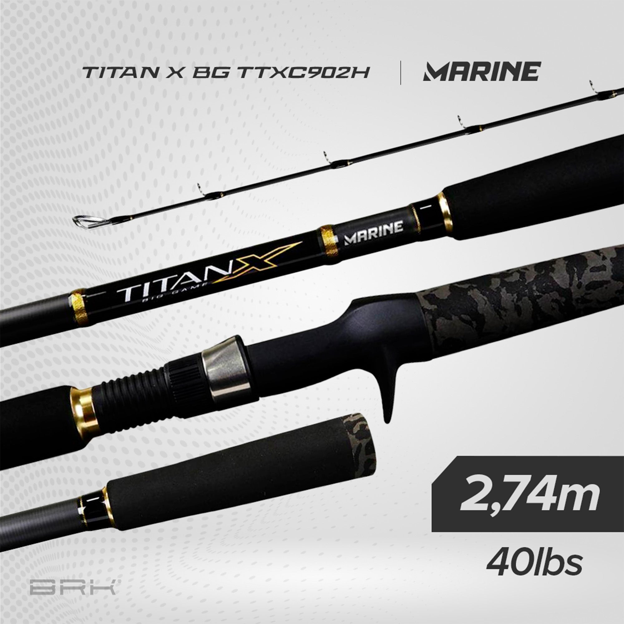 Vara de Pesca Marine Sports Titan X BG TTX-C902H 40lbs 2,74m - Carretilha (2 partes)