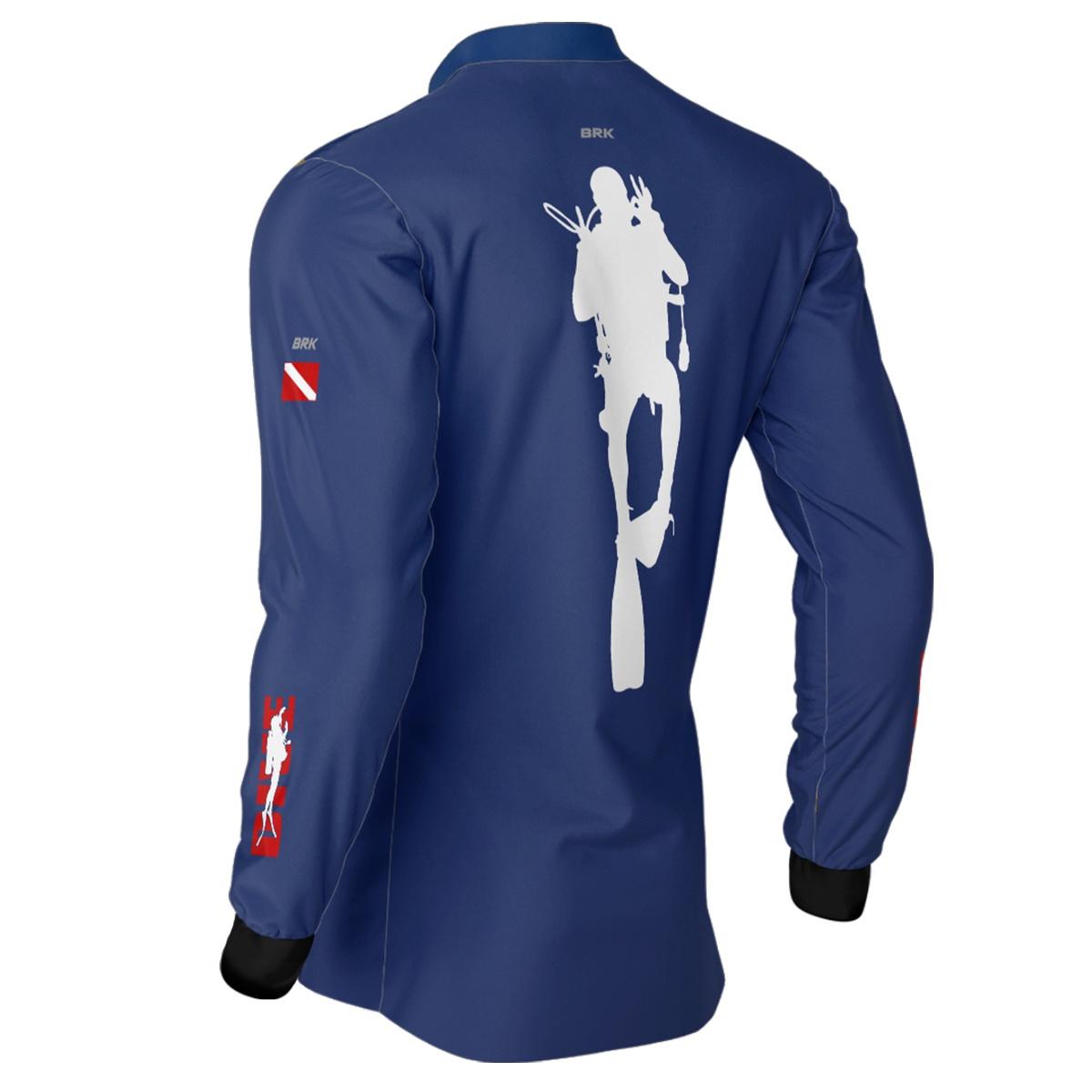 Camisa de Pesca Brk 'Dive' Azul Marinho com UV50+