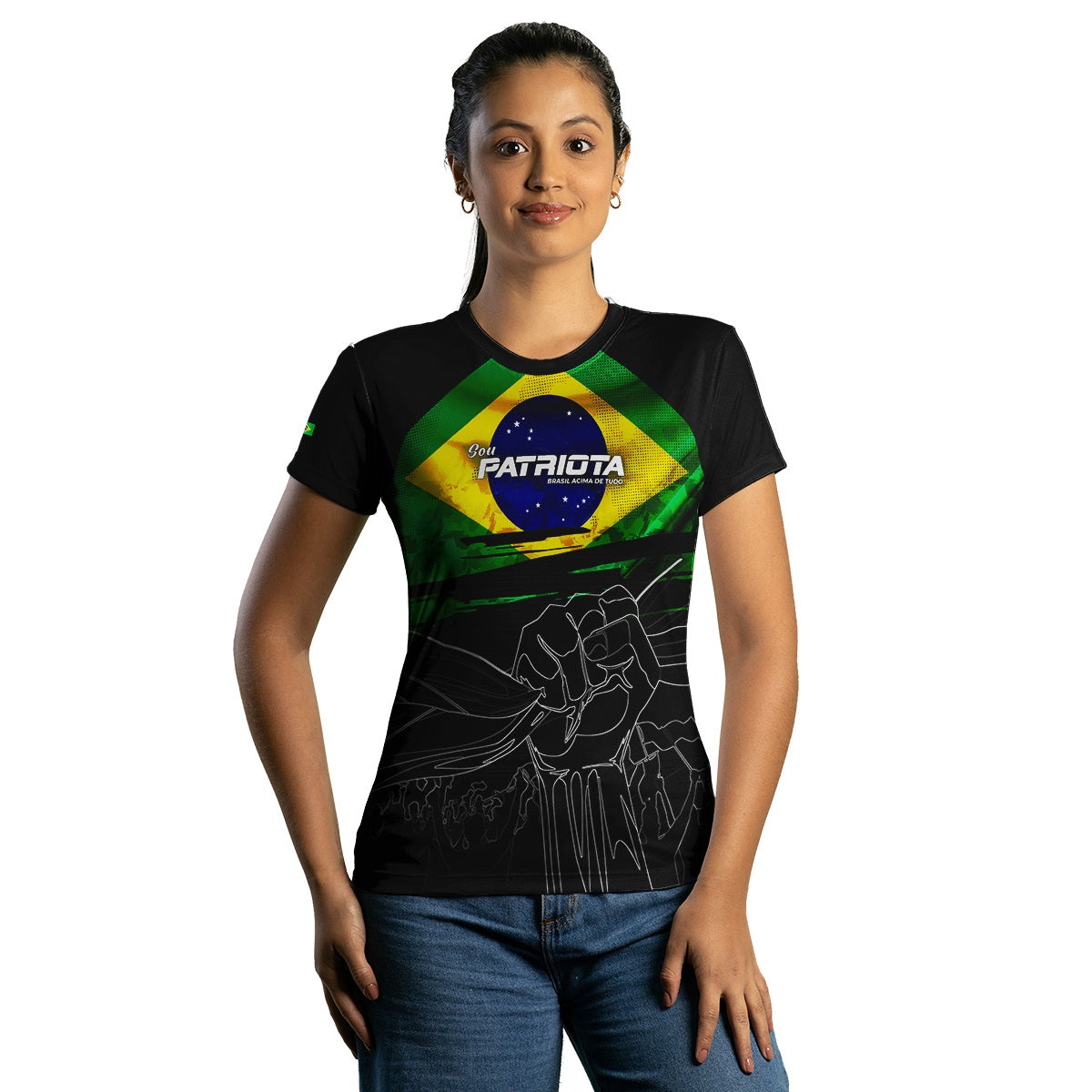 Camisa Agro Infantil Brk Patriota Preta com Proteção UV50+