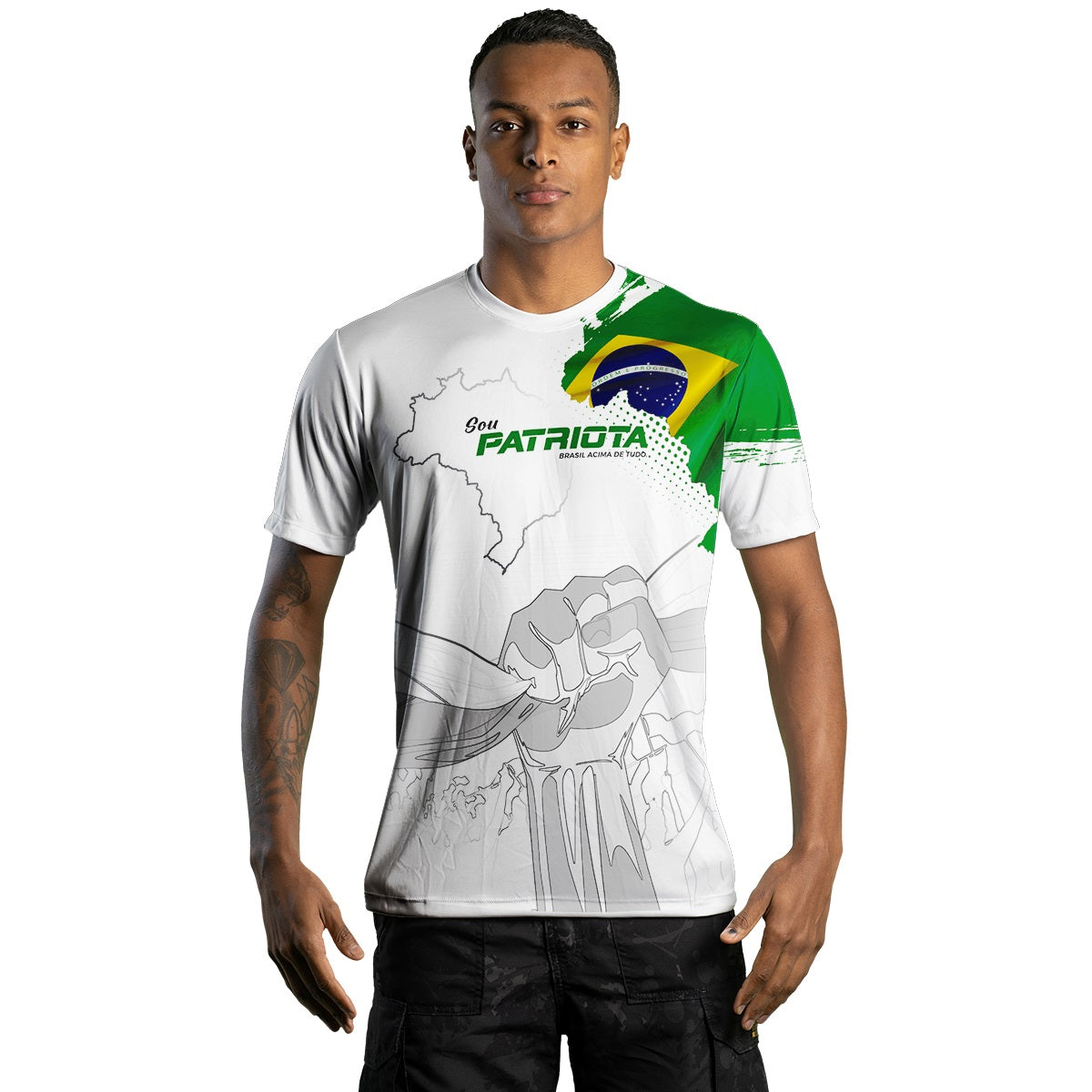 Camiseta Agro Brk Patriota Branca com Proteção Solar UV50+