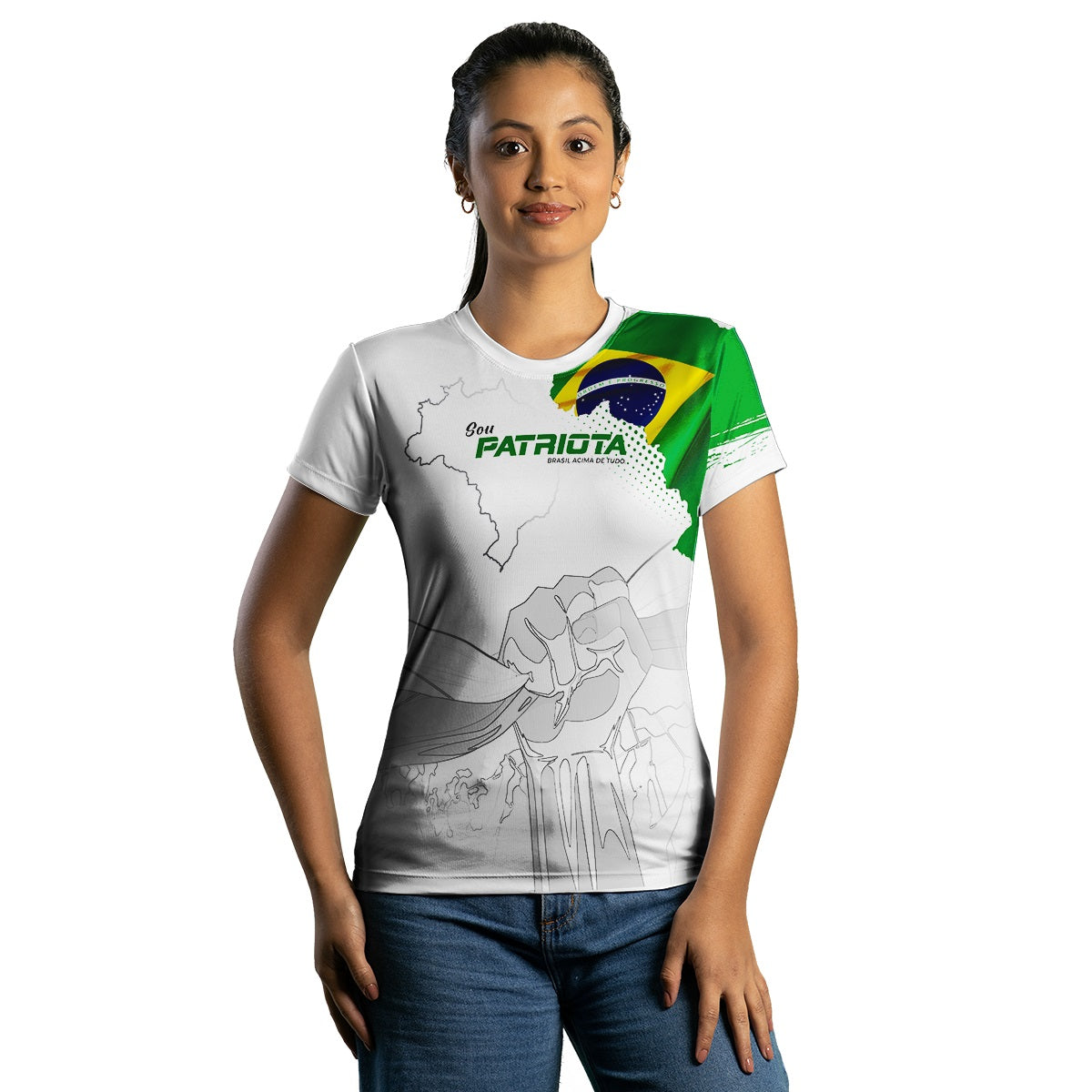 Camiseta Agro Brk Patriota Branca com Proteção Solar UV50+