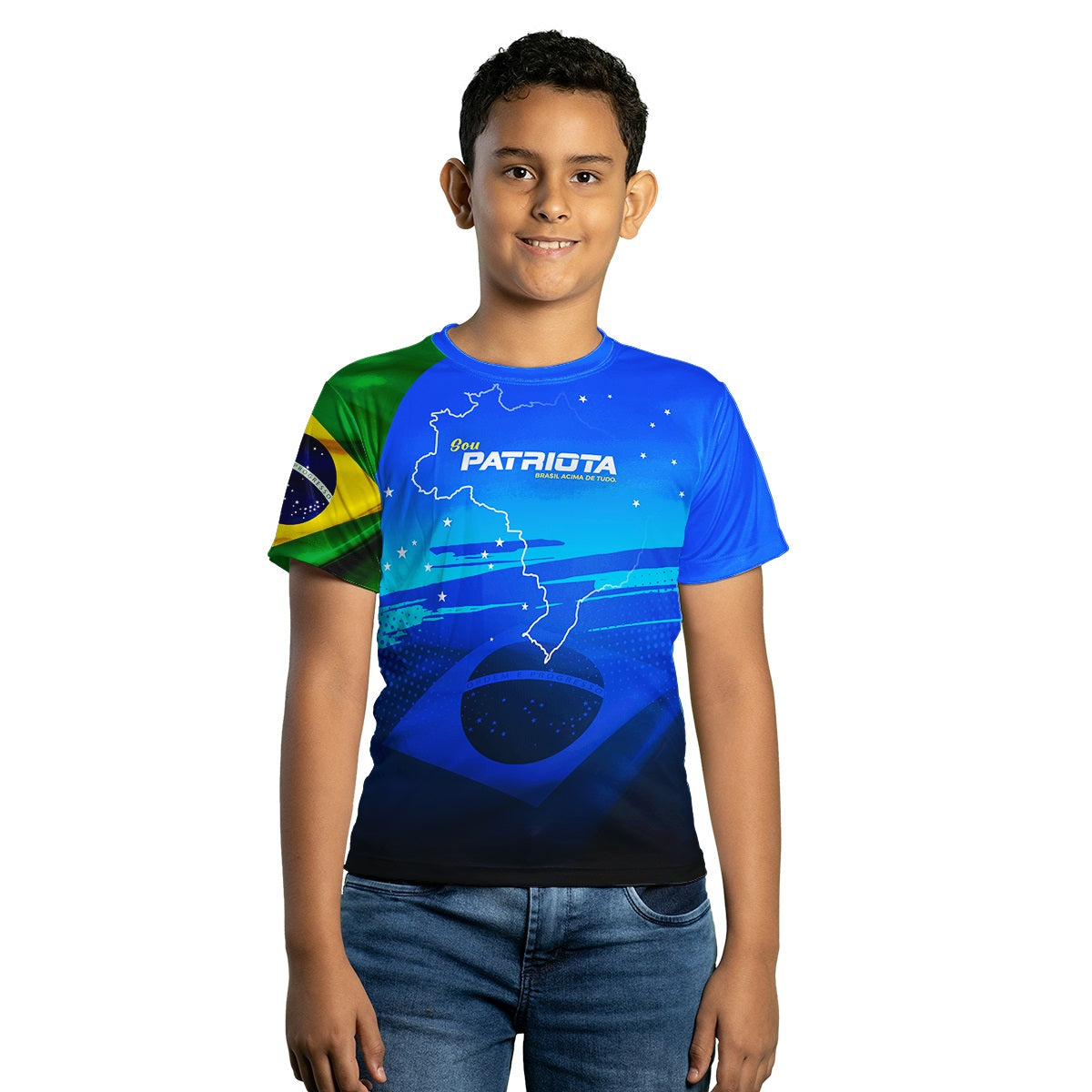Camiseta Agro Infantil Brk Patriota Azul com Proteção Solar UV50+