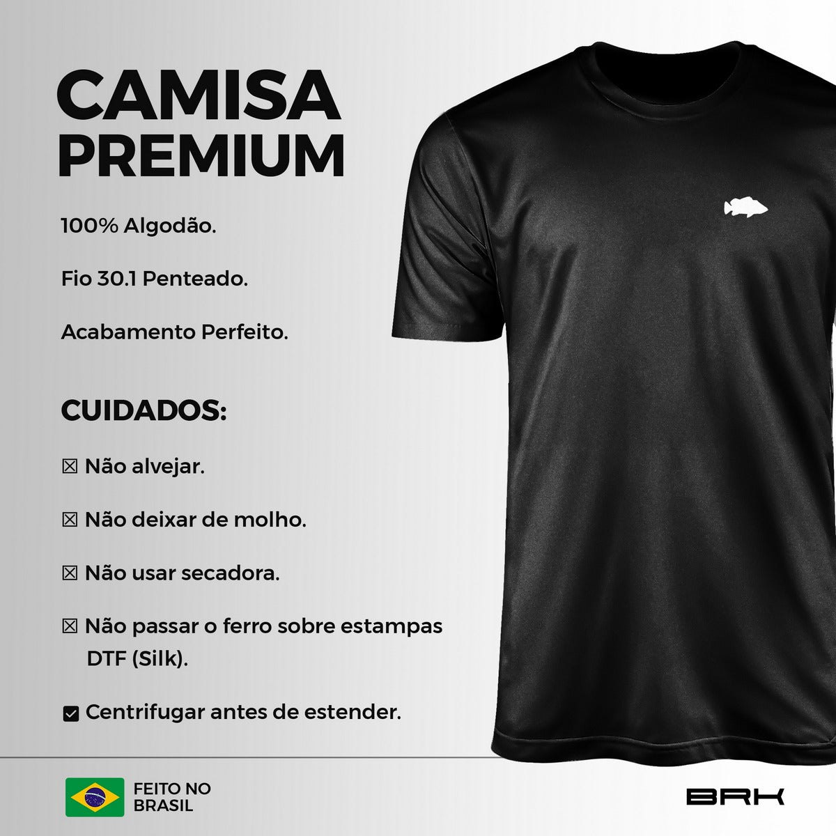 Camiseta de Pesca Brk Fishing EUA com Algodão Premium