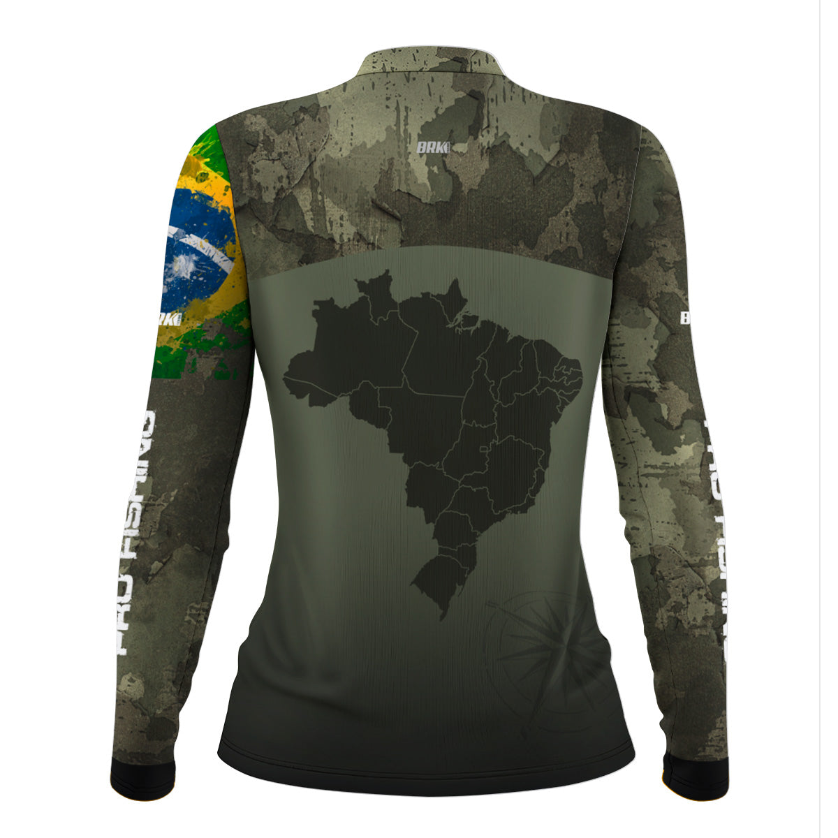 Camisa Feminina  Agro Brk Bussola Brasil Camuflada com Proteção Solar UV50+