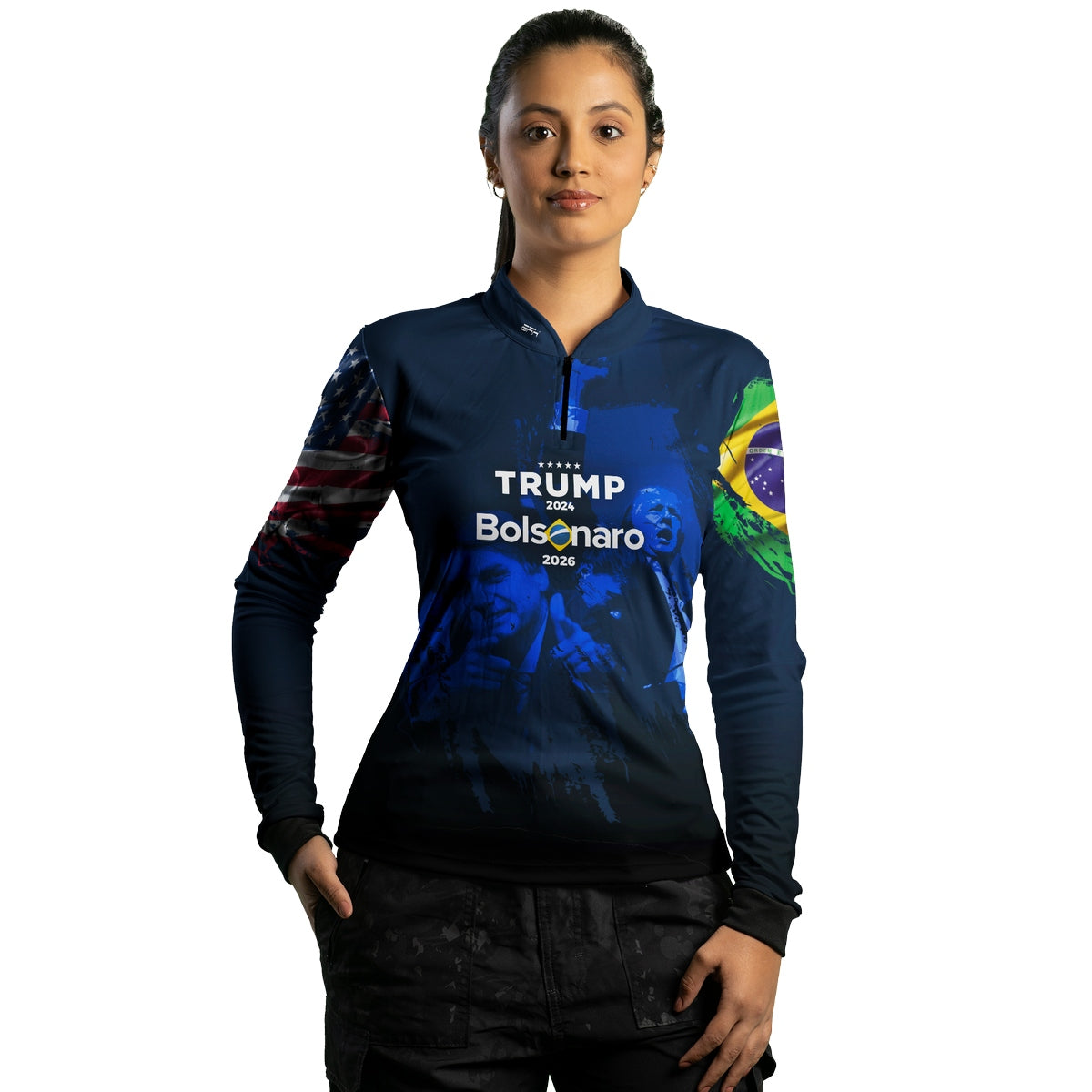 Camisa Agro Feminina Brk Trump e Bolsonaro com Proteção Solar UV50+