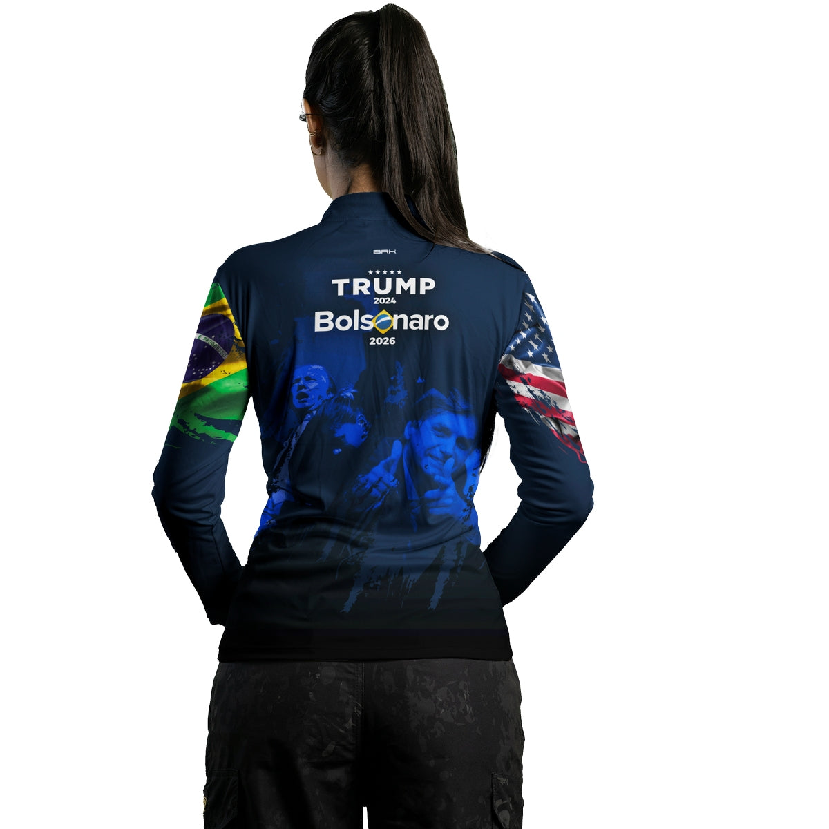 Camisa Agro Feminina Brk Trump e Bolsonaro com Proteção Solar UV50+