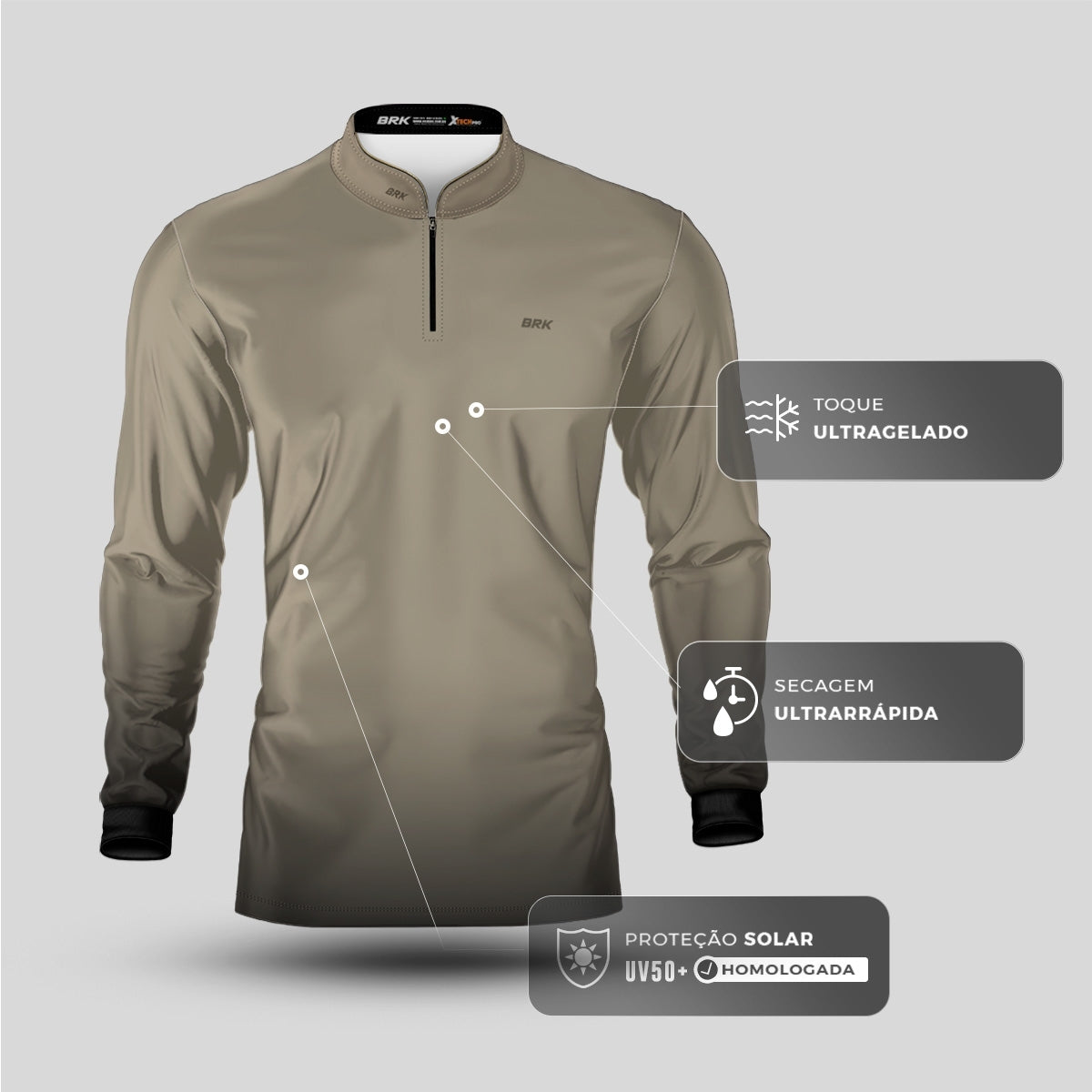 Camisa Agro Brk Unissex Basic Areia com Proteção Solar UV50+
