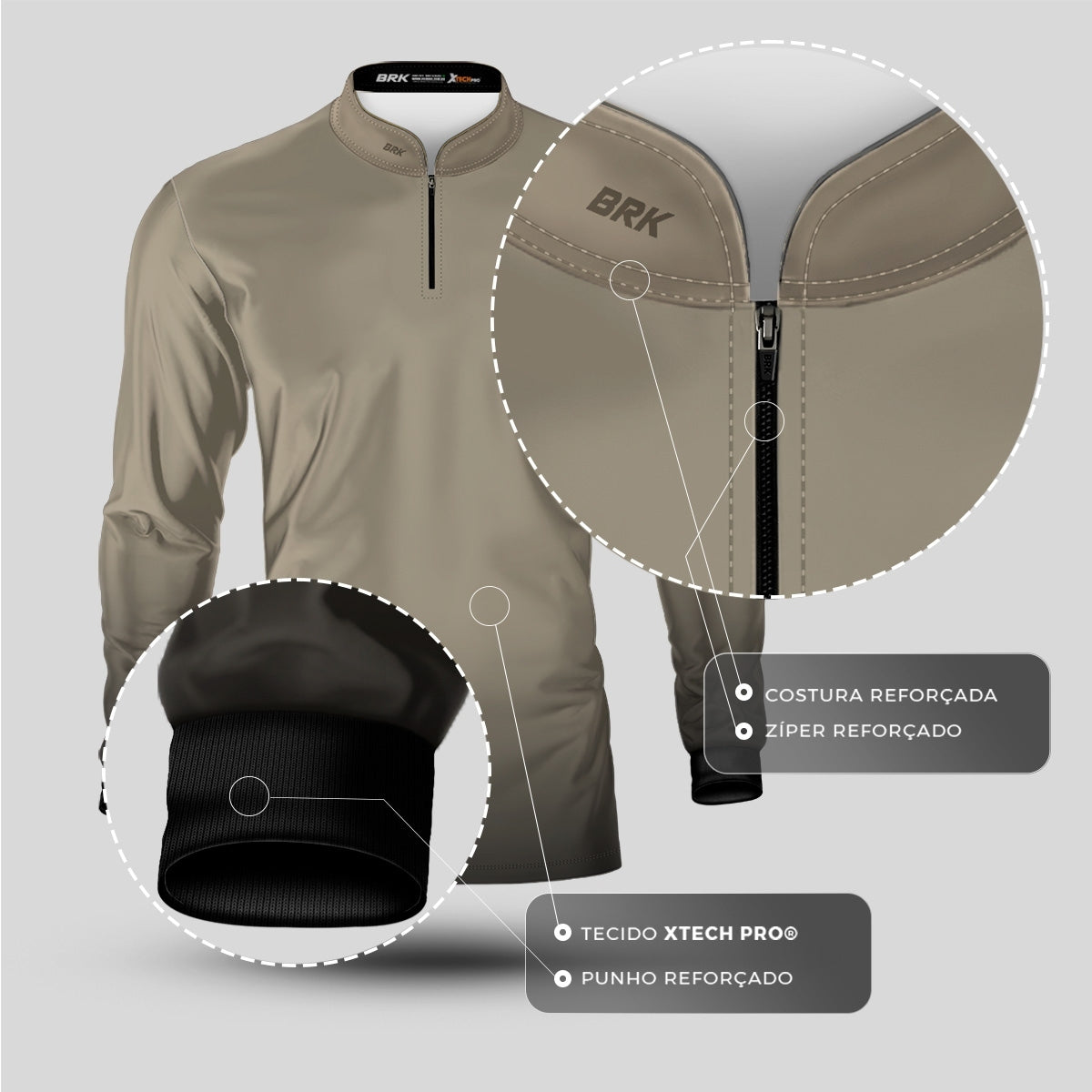 Camisa Agro Brk Unissex Basic Areia com Proteção Solar UV50+