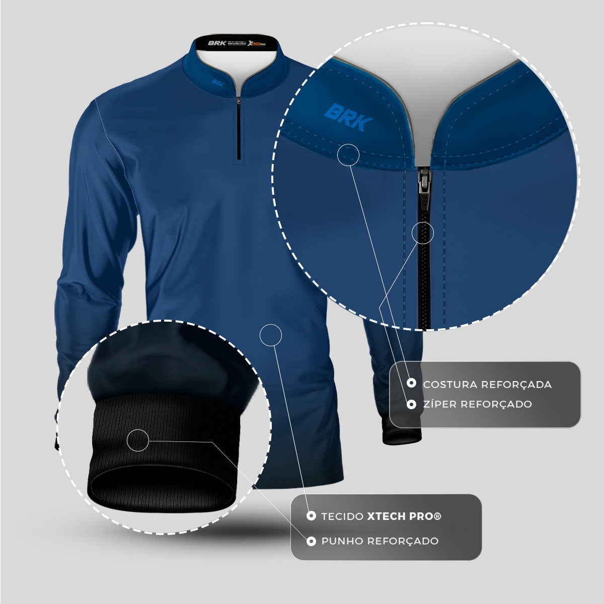 Camisa Agro Brk Unissex Basic Azul Naval com Proteção Solar UV50+