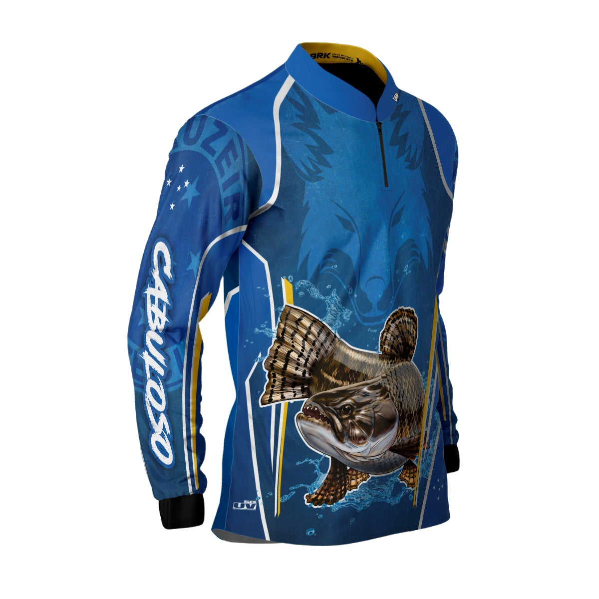 Camisa de Pesca Brk Traíra Futebol Azul com Proteção Solar UV50+