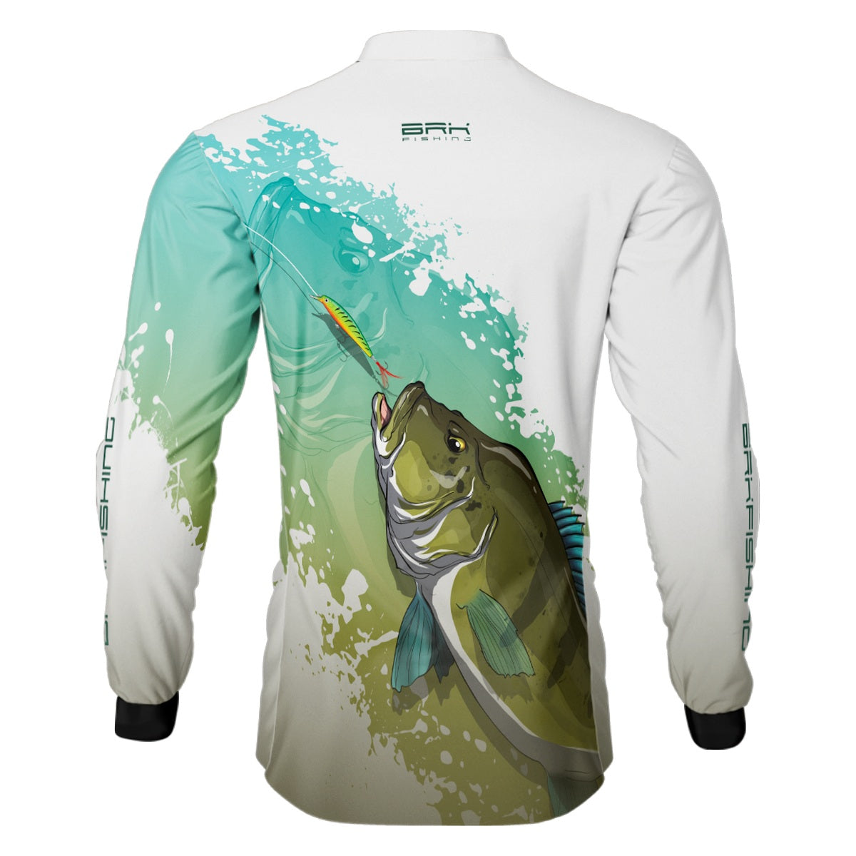 Camisa de Pesca Brk Tucunaré Verde e Branca com Proteção Solar UV50+