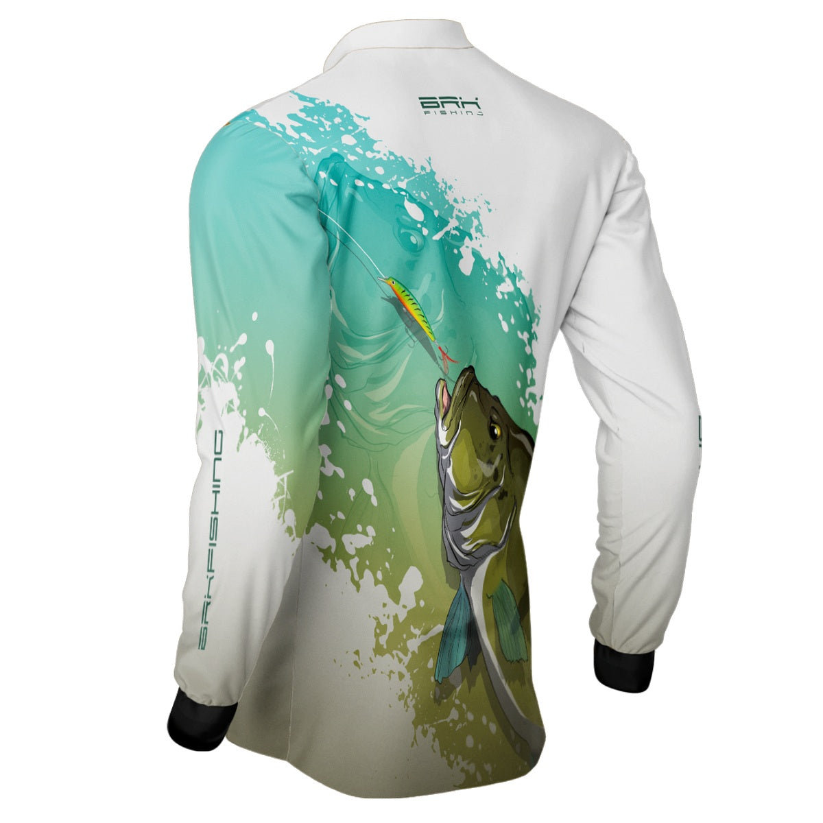 Camisa de Pesca Brk Tucunaré Verde e Branca com Proteção Solar UV50+