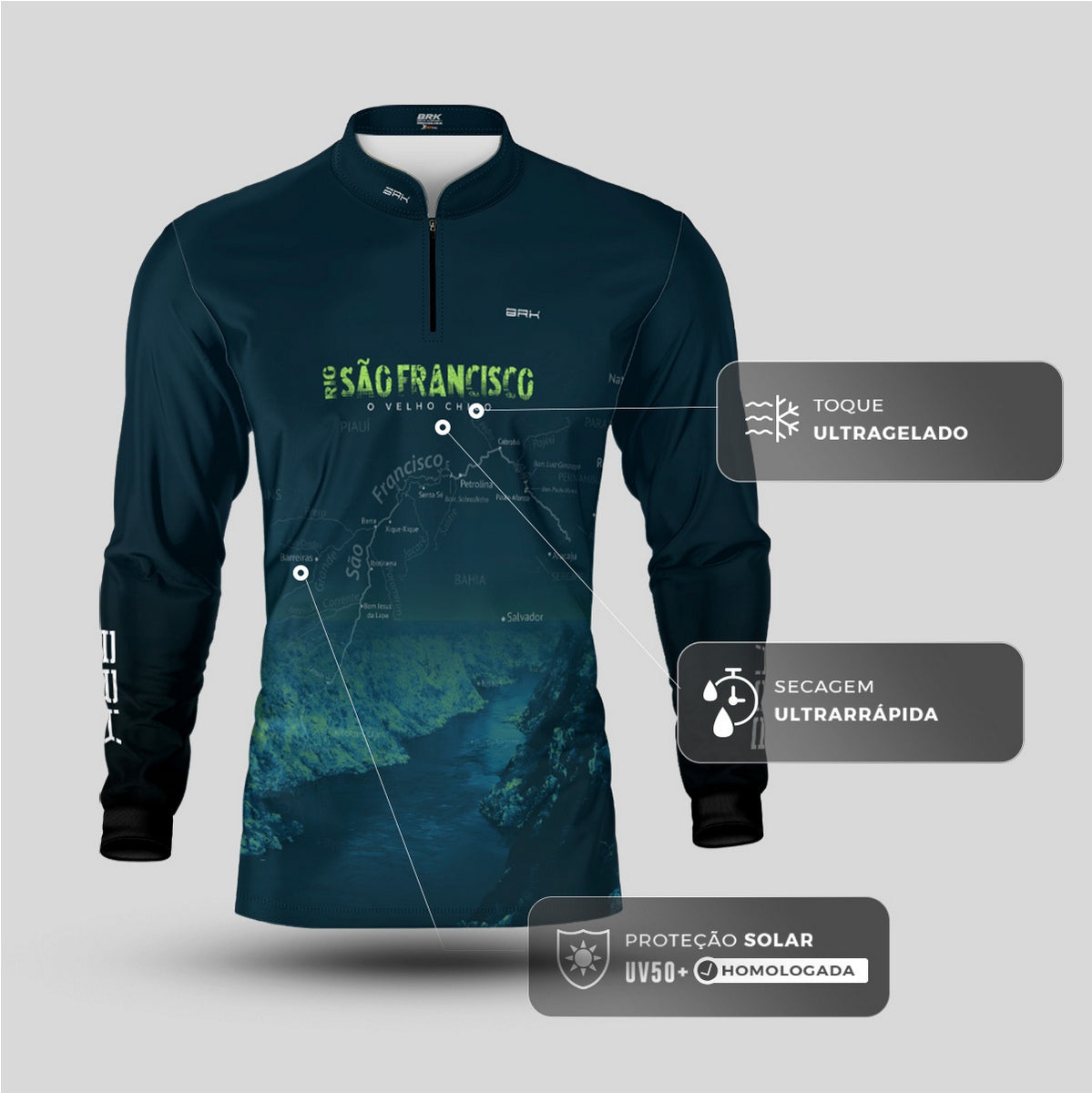Camisa de Pesca Brk Rio São Francisco com Proteção Solar UV50+