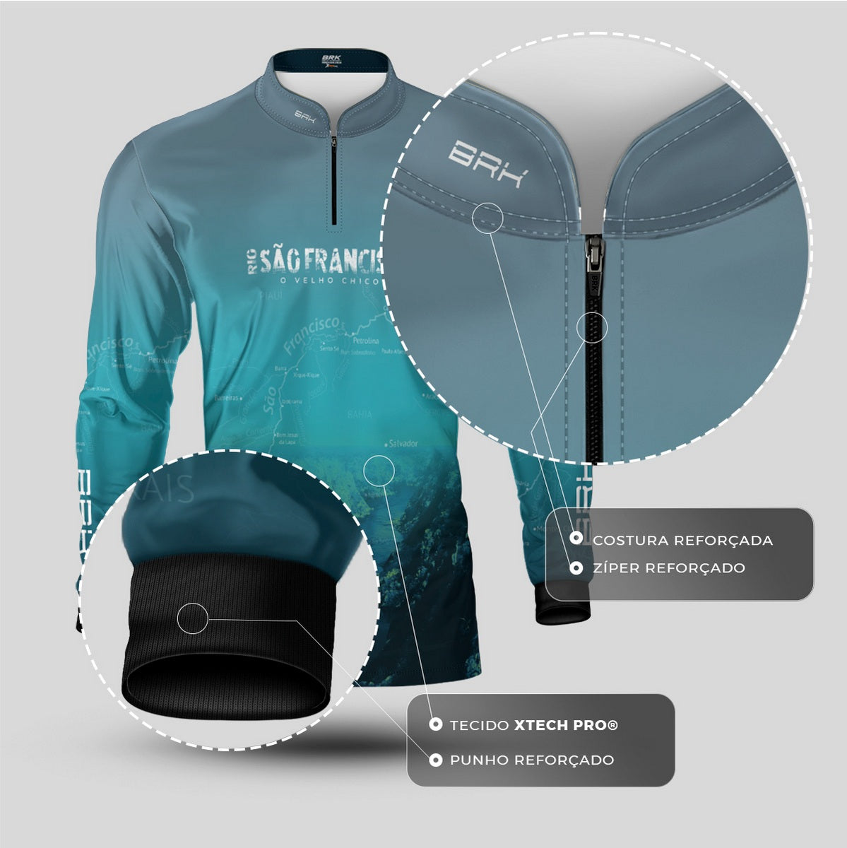 Camisa de Pesca Brk Rio São Francisco 02 com Proteção Solar UV50+