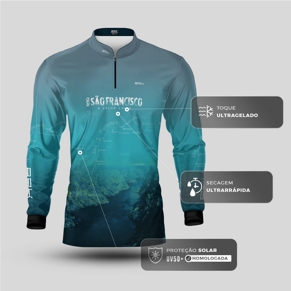 Camisa de Pesca Brk Rio São Francisco 02 com Proteção Solar UV50+