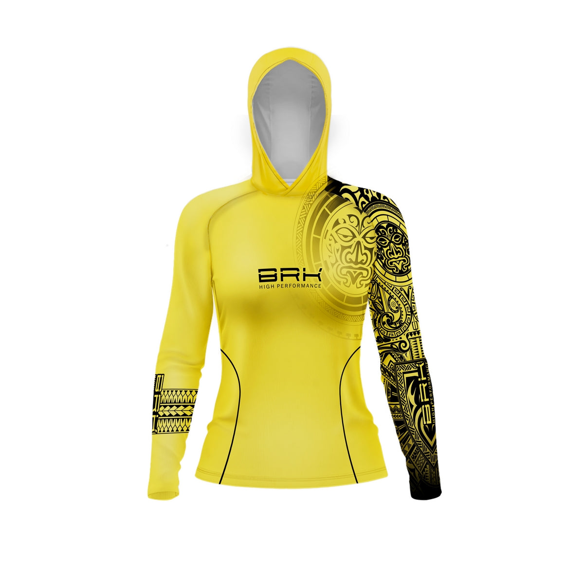 Camisa com Capuz Feminina Brk Maori Amarelo com Proteção Solar UV50+