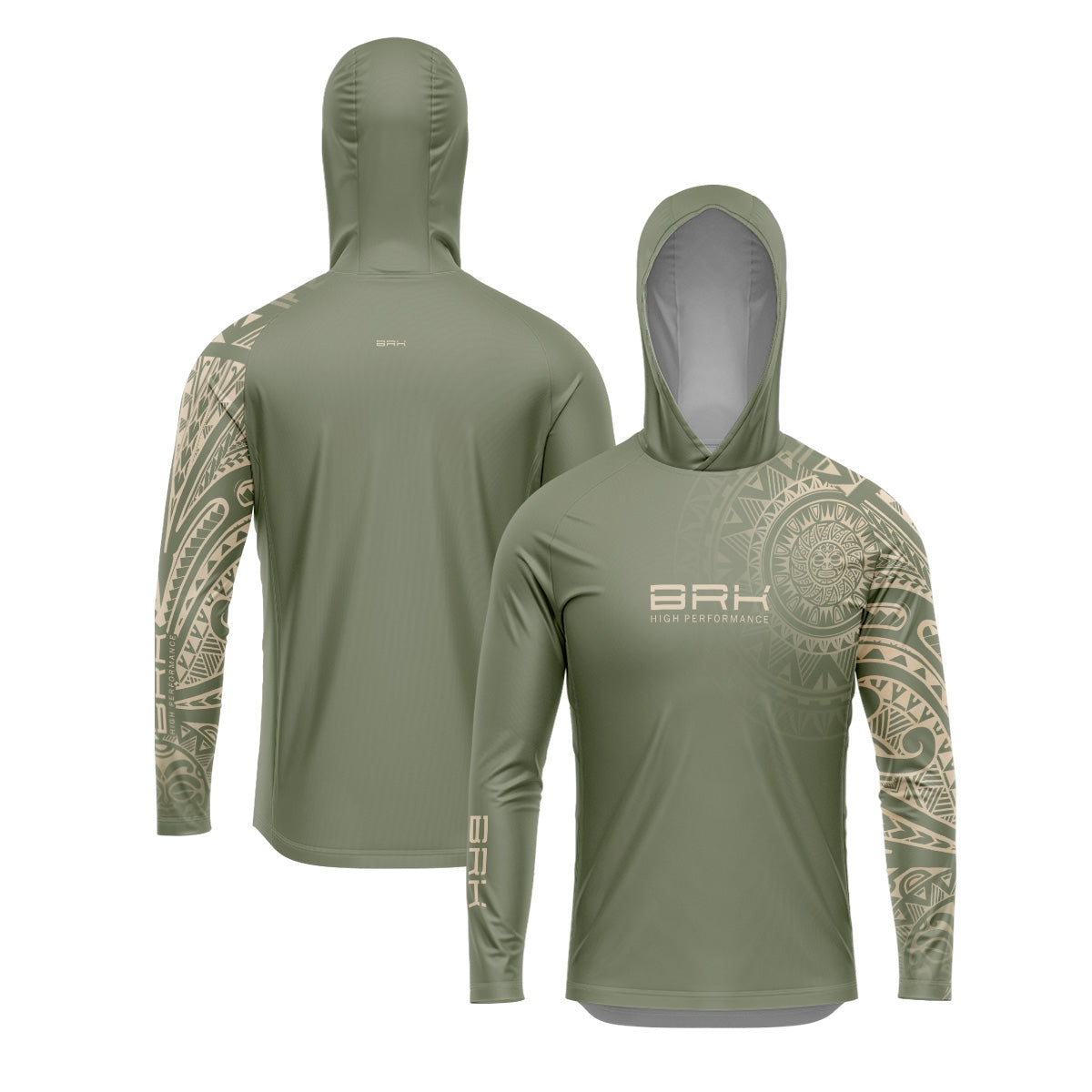 Camisa com Capuz Brk Maori Verde Musgo com Proteção Solar UV50+