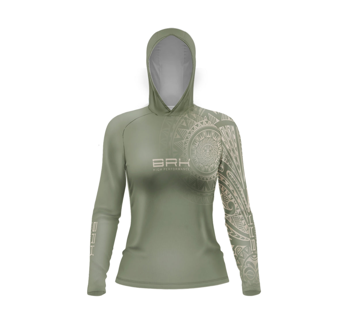 Camisa com Capuz Feminina Brk Maori Verde Musgo com Proteção Solar UV50+