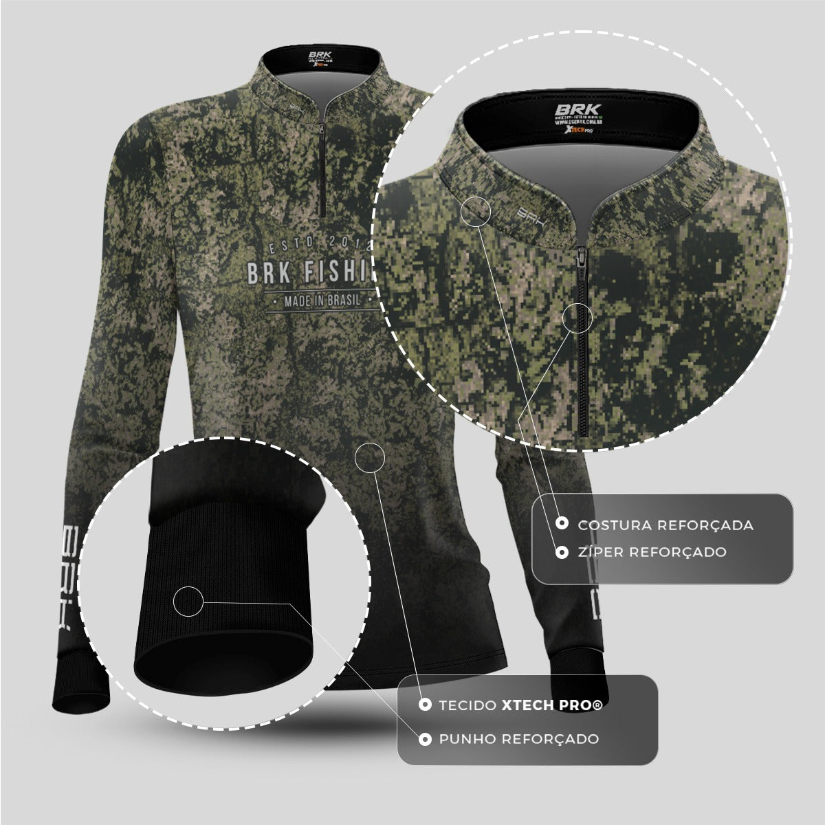 Camisa de Pesca Feminina Brk Camo Fishing com Proteção UV50+