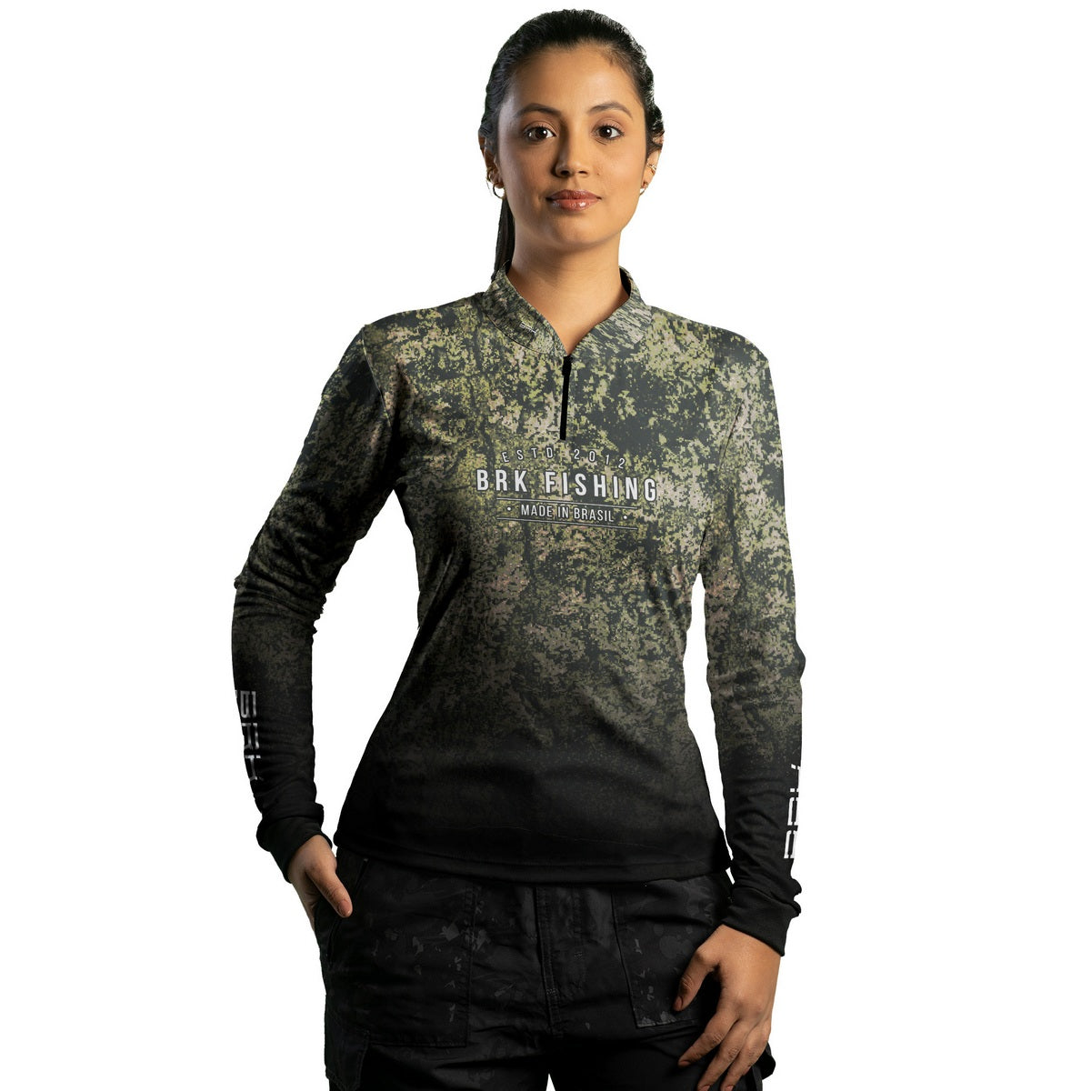 Camisa de Pesca Feminina Brk Camo Fishing com Proteção UV50+