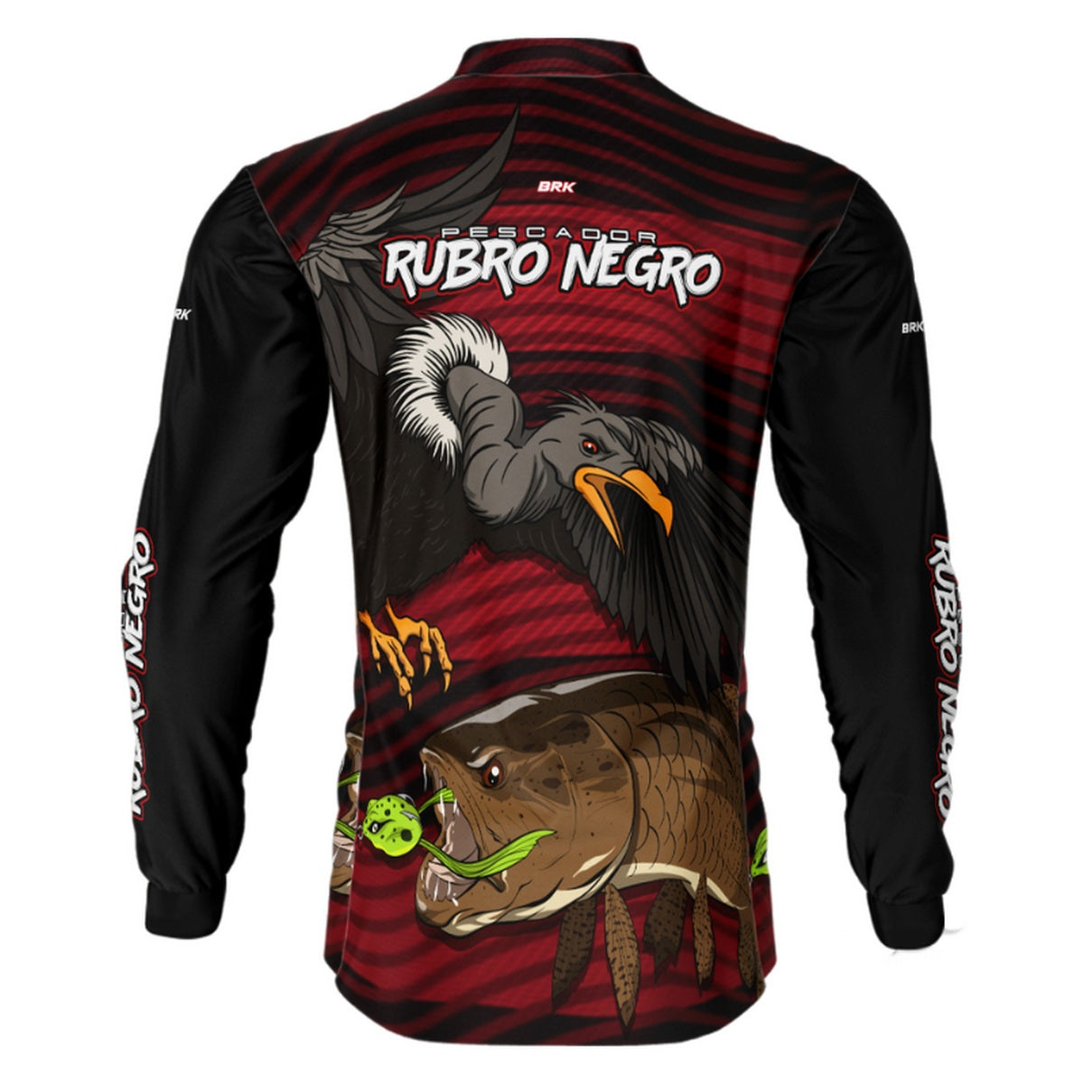 Camisa de Pesca Brk Pescador Rubro Negro Traíra com UV50+