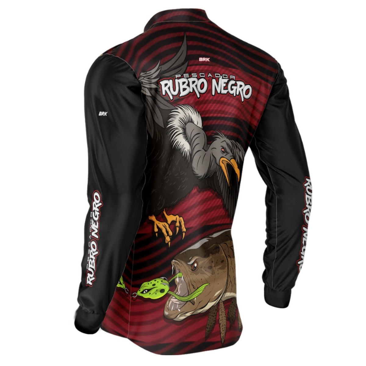 Camisa de Pesca Brk Pescador Rubro Negro Traíra com UV50+