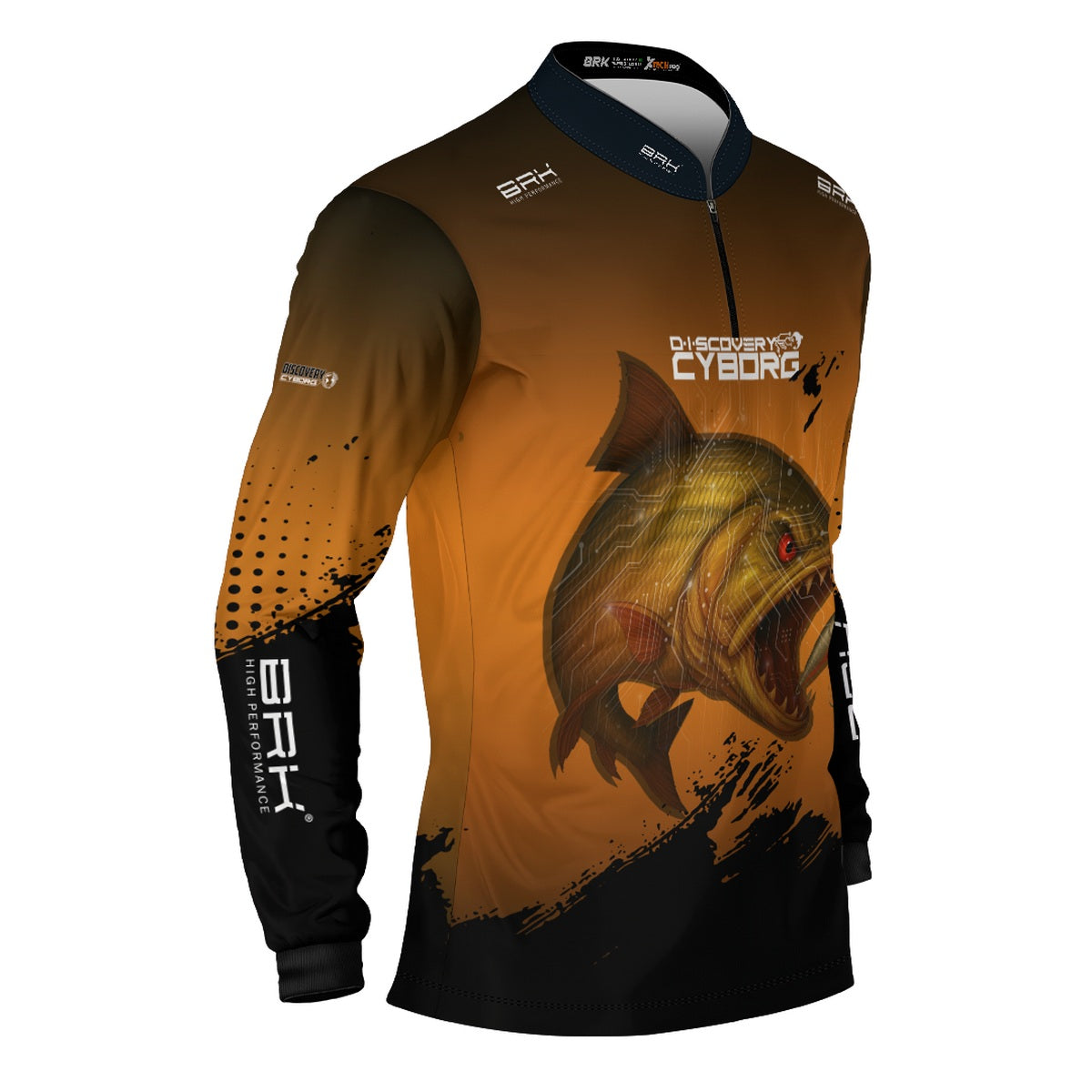 Camisa de Pesca Brk Cyborg Dourado Laranja com Proteção UV50+