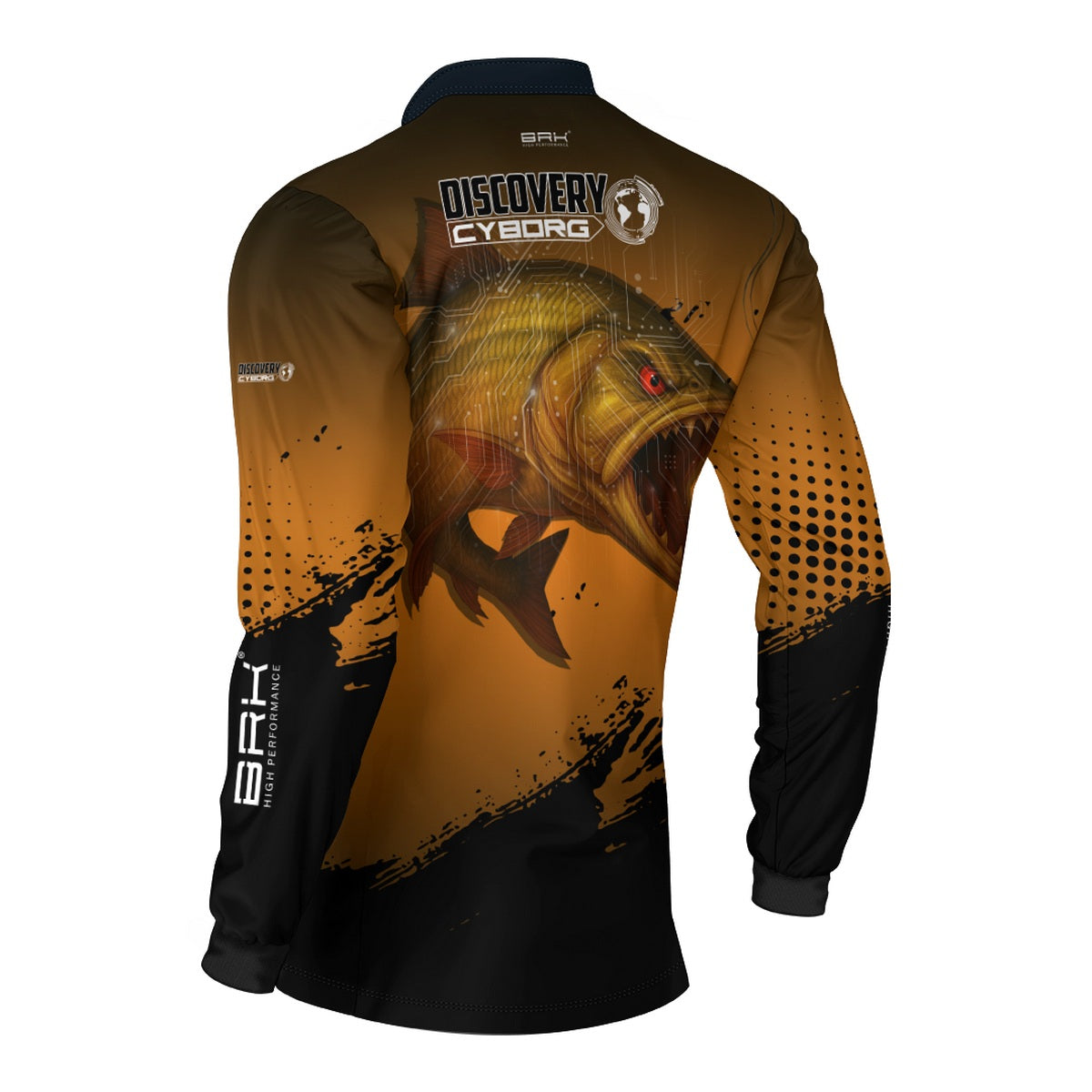 Camisa de Pesca Brk Cyborg Dourado Laranja com Proteção UV50+