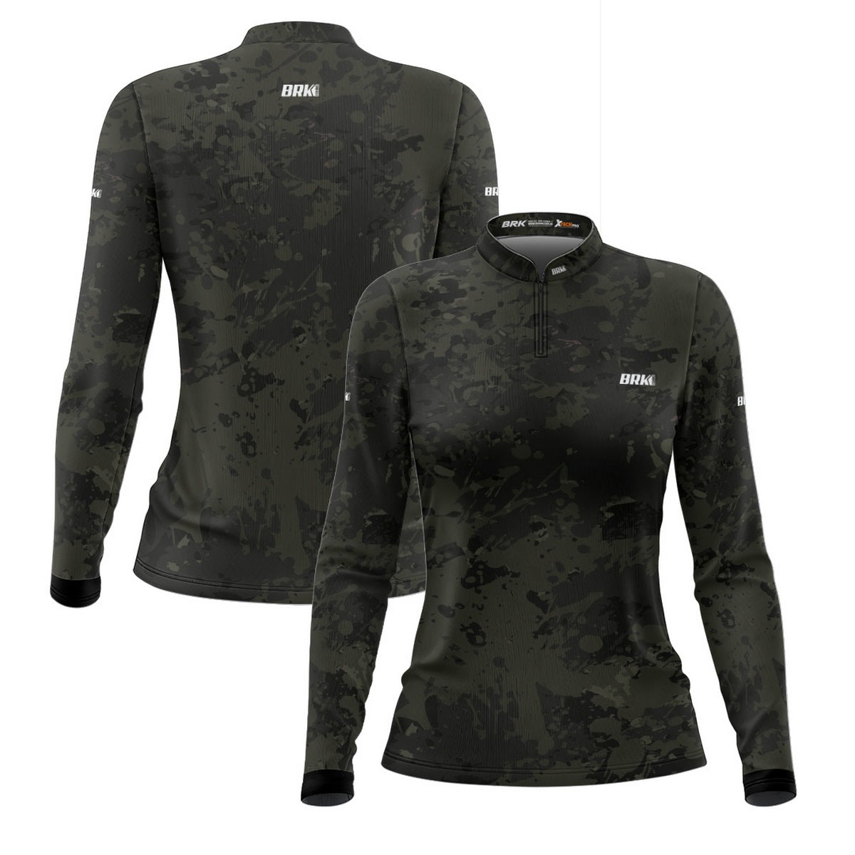 Camisa de Pesca Feminina Brk Camuflada Preta com UV50+