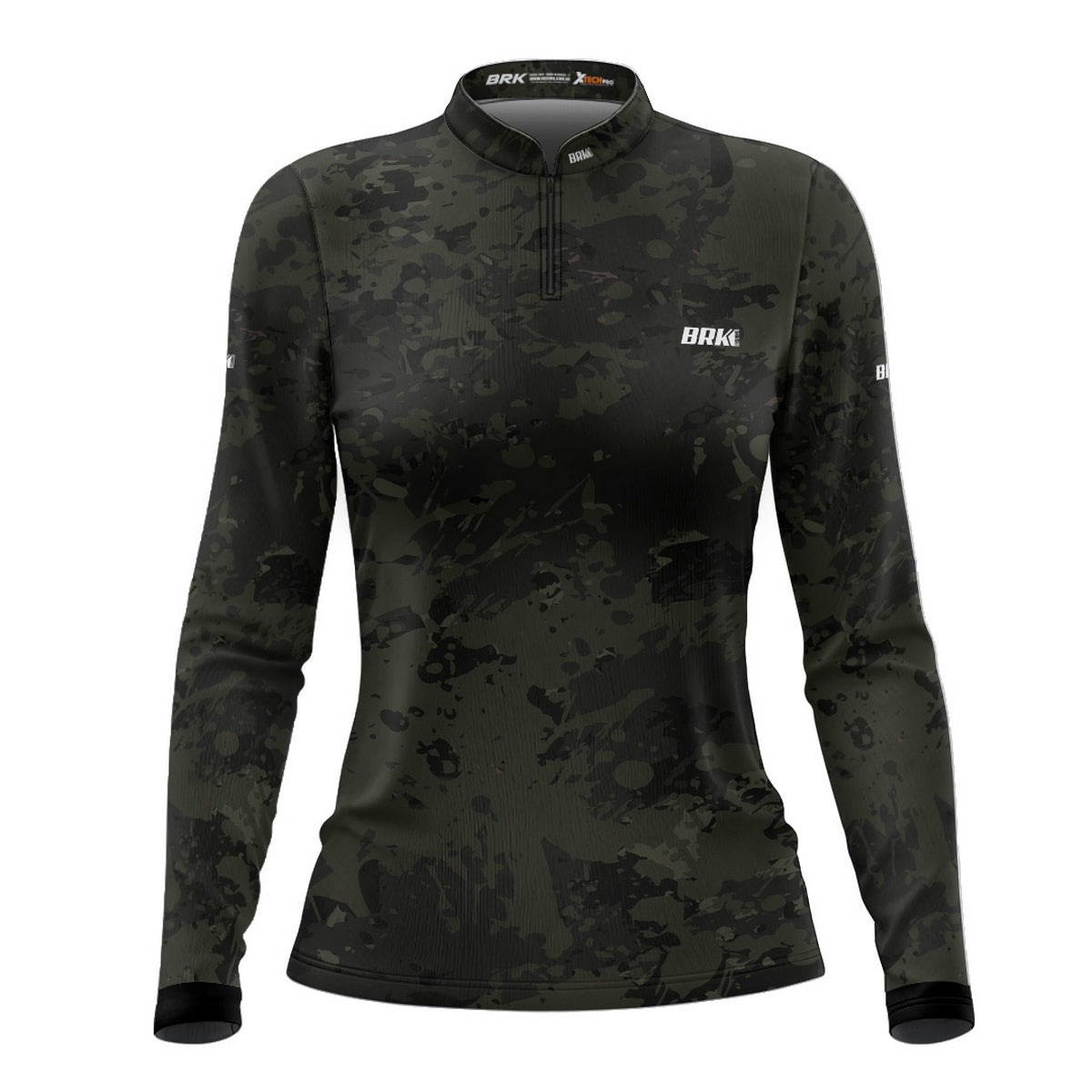 Camisa de Pesca Feminina Brk Camuflada Preta com UV50+
