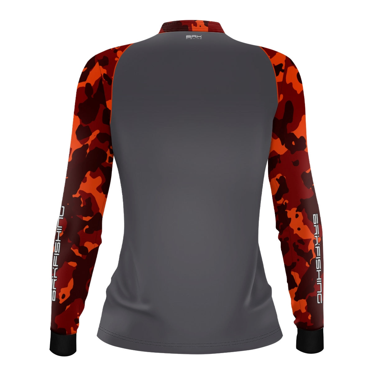 Camisa Feminina de Pesca  Brk Laranja Camuflado e Cinza com UV50+