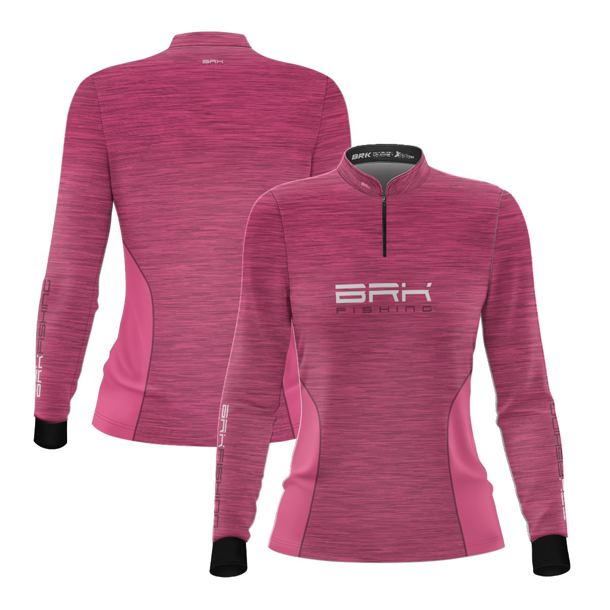 Camisa Feminina de Pesca Brk Fishing Rosa Bebê Mesclado com UV50+