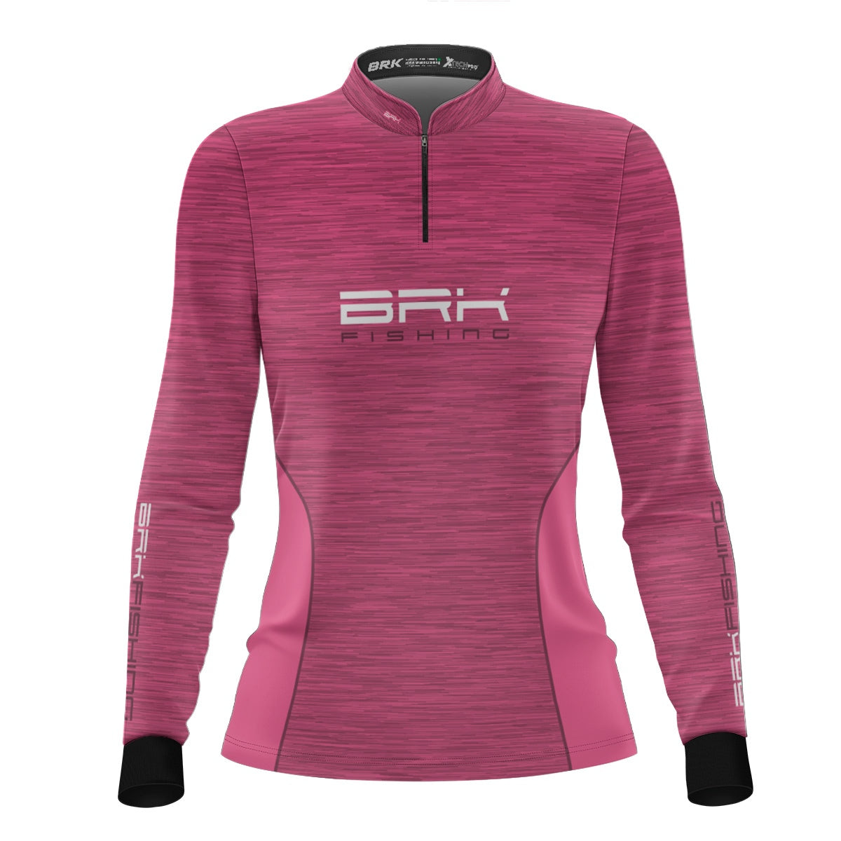 Camisa Feminina de Pesca Brk Fishing Rosa Bebê Mesclado com UV50+