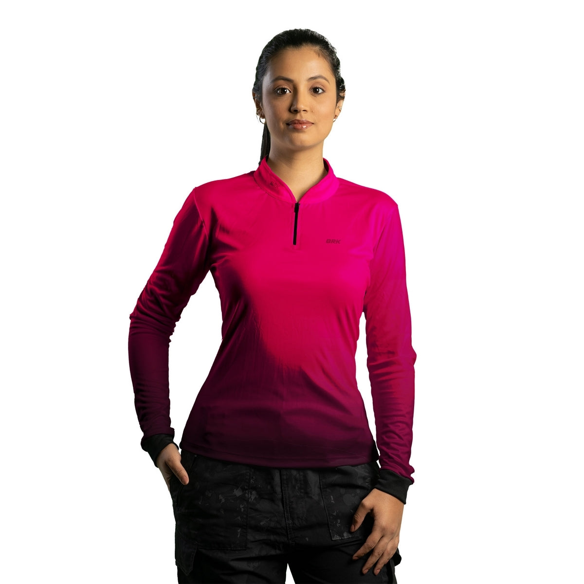 Camisa de Pesca Feminina Brk Unissex Basic Rosa com UV50+
