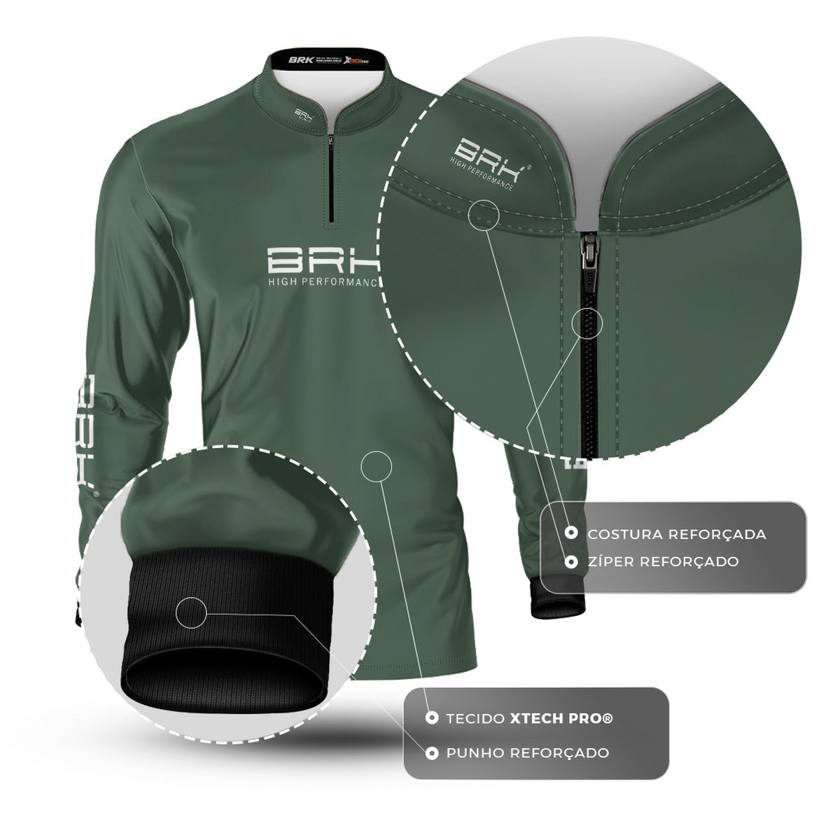 Camisa de Pesca Brk Básica Verde Selva com Proteção Solar UV50+