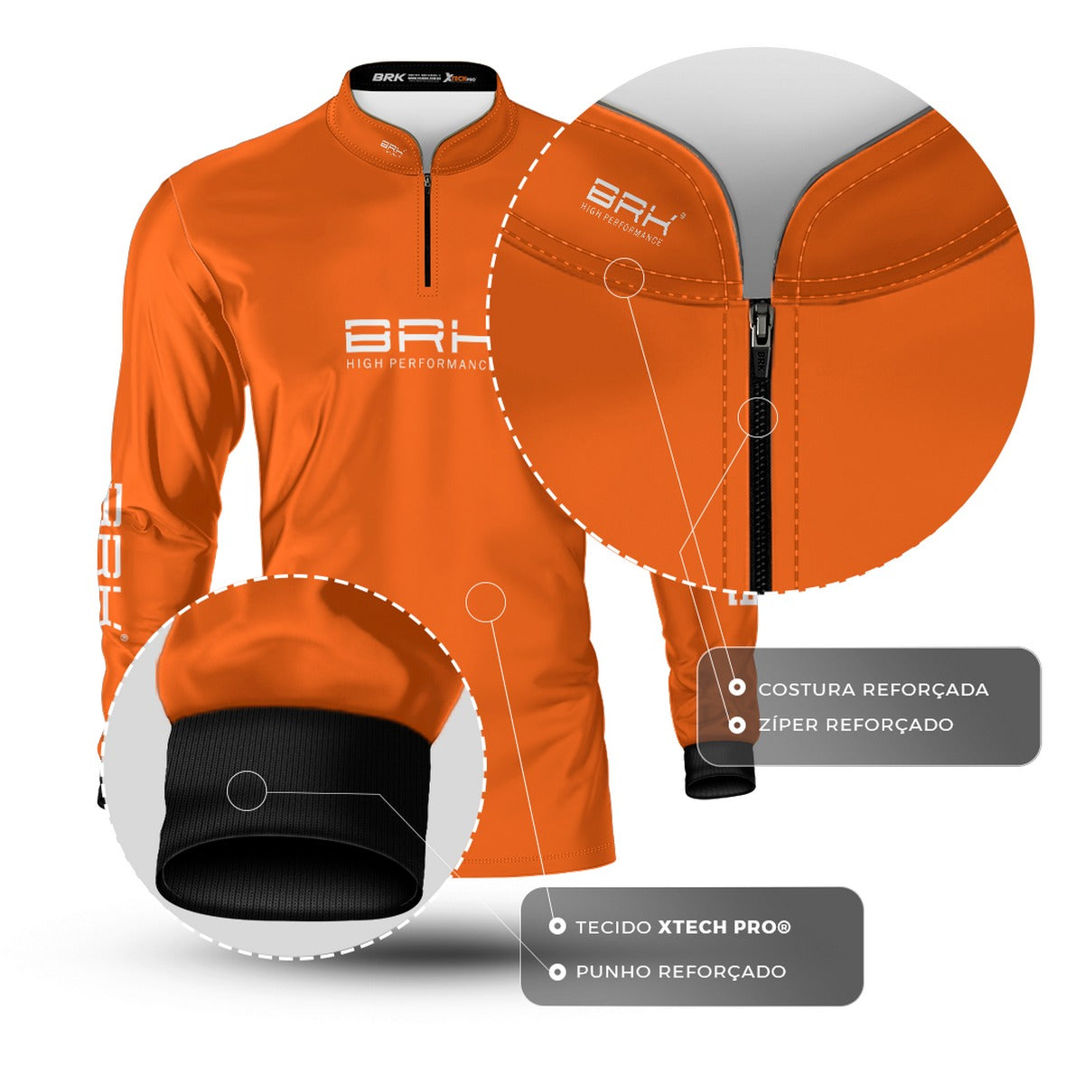 Camisa de Pesca Brk Básica Laranja com Proteção Solar UV50+