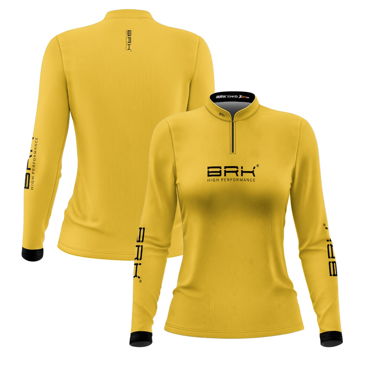 Camisa de Pesca Feminina Brk Básica Amarela com Proteção Solar UV50+