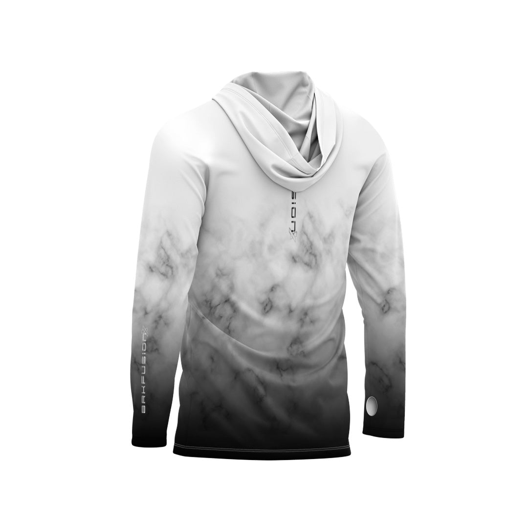 Camisa FusionX Brk Galaxy Branca e Preta com Capuz e Proteção UV50+