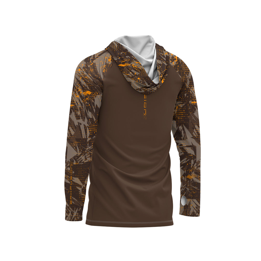 Camisa FusionX Brk Marine Marrom com Capuz e Proteção UV50+
