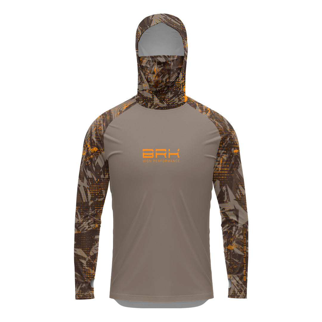 Camisa FusionX Brk Marine Marrom Claro com Capuz e Proteção UV50+